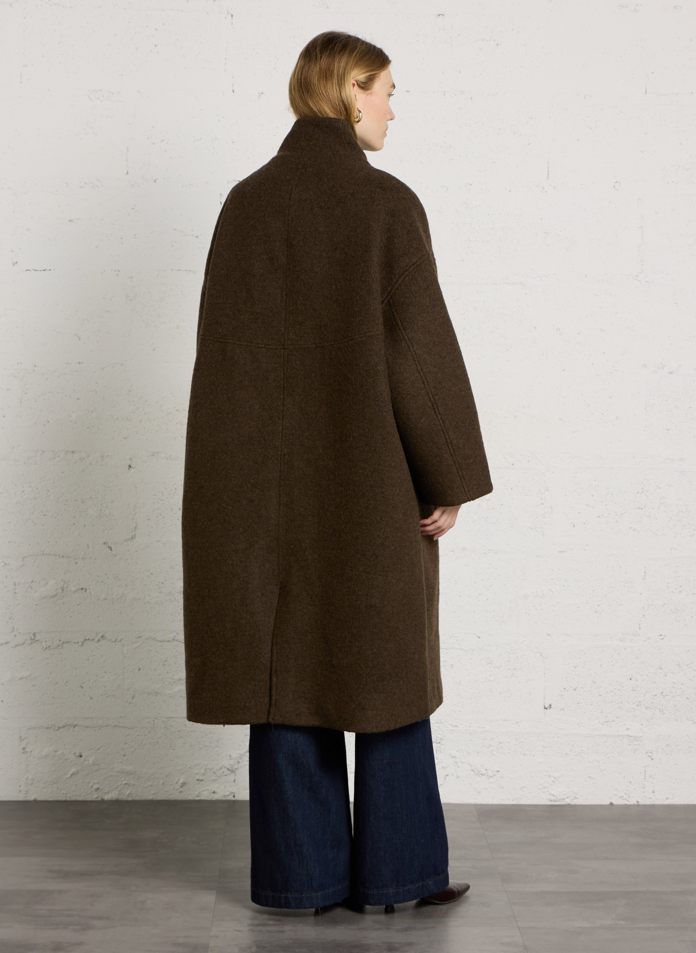Long oversized wool-mix coat SEE U SOON Brown