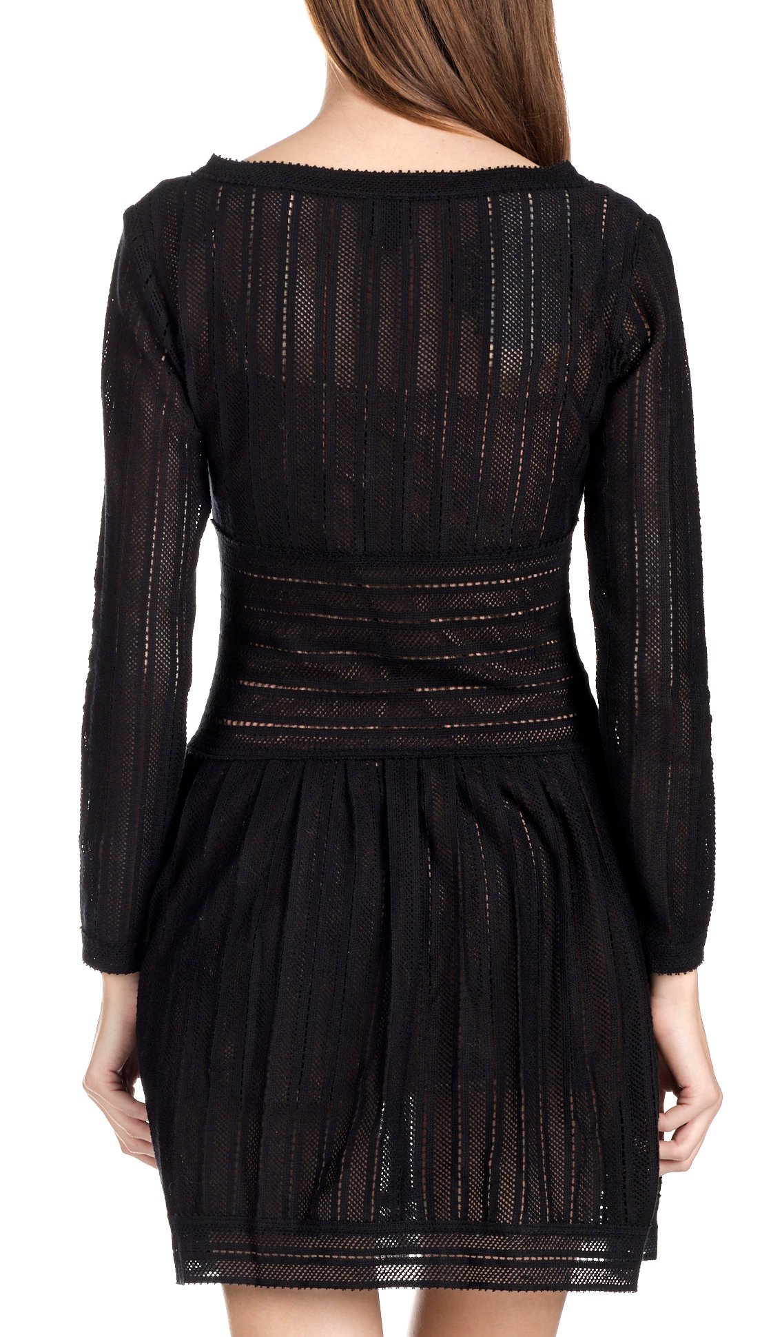 Paz short open-work crotchet-knit dress with belt SWILDENS Black
