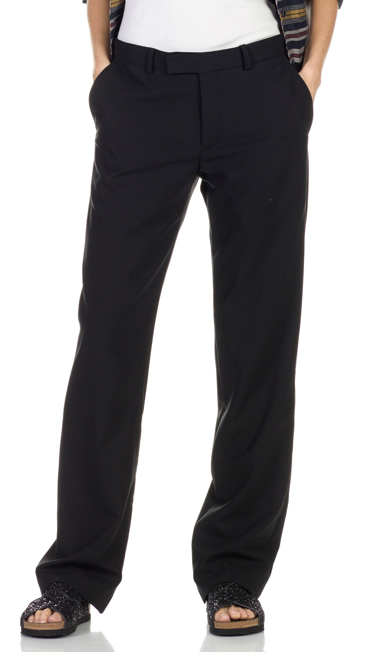 Rechte pantalon van wol Quesito SWILDENS Zwart