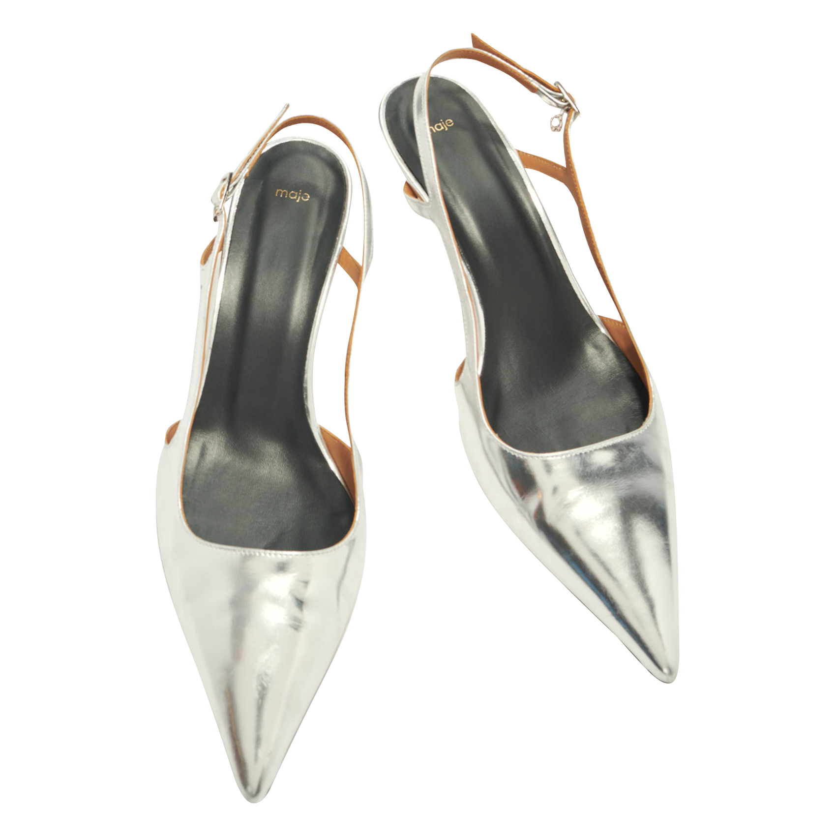 Metallic leather pumps MAJE Silver