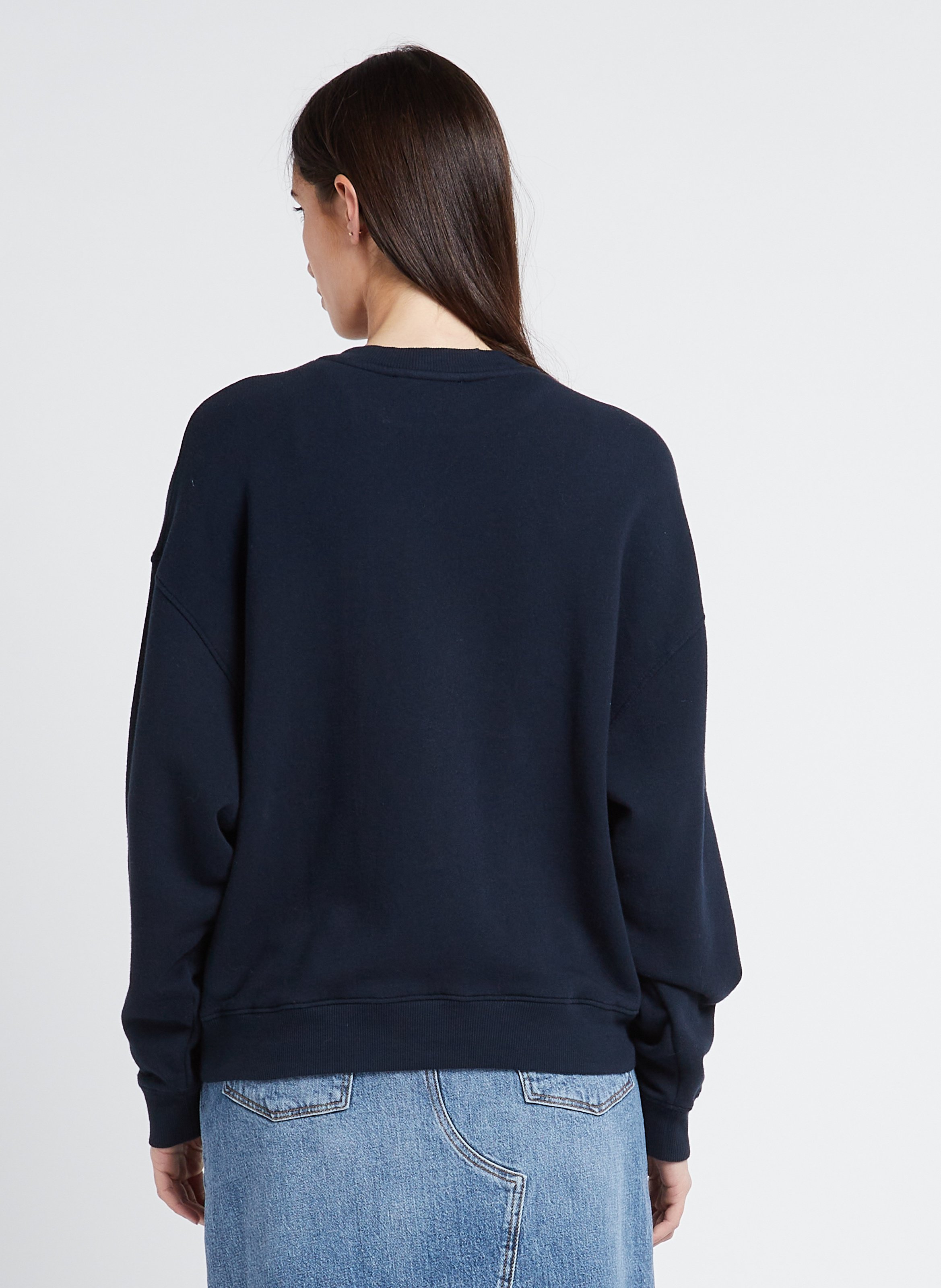 Pull oversize col rond en coton mélangé BA&SH Bleu