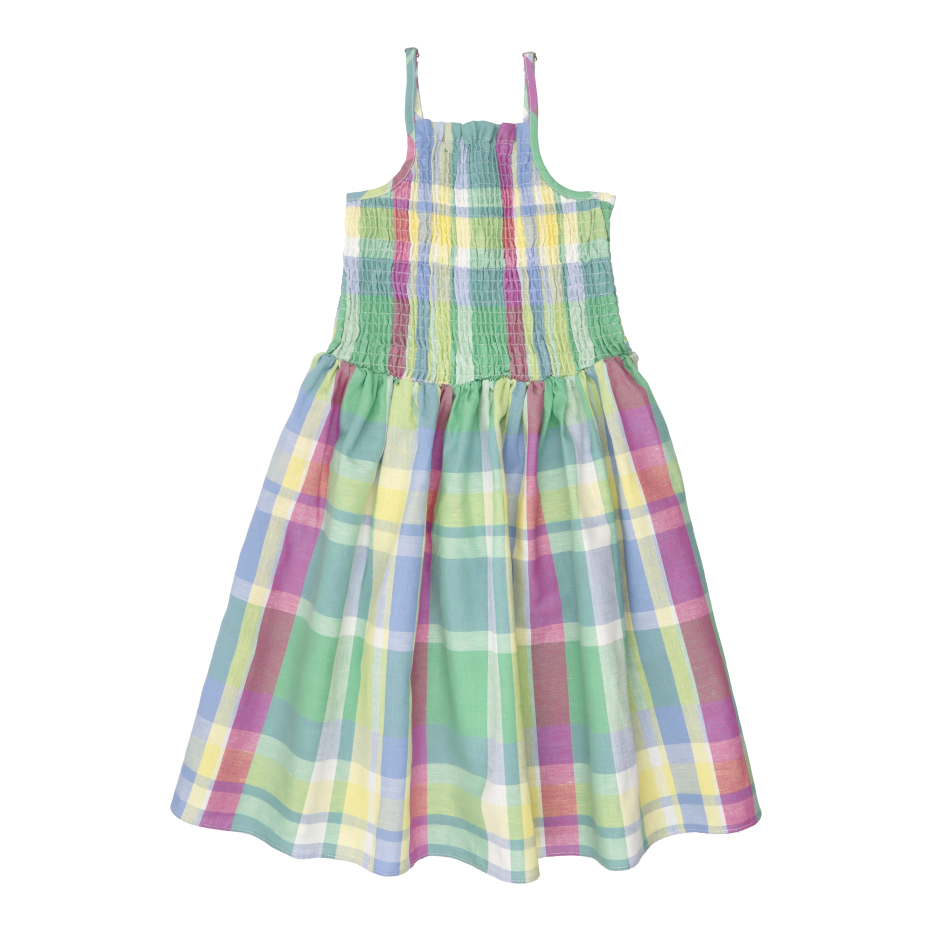 Short checkered dress in cotton and linen THE NEW SOCIETY Multicolored