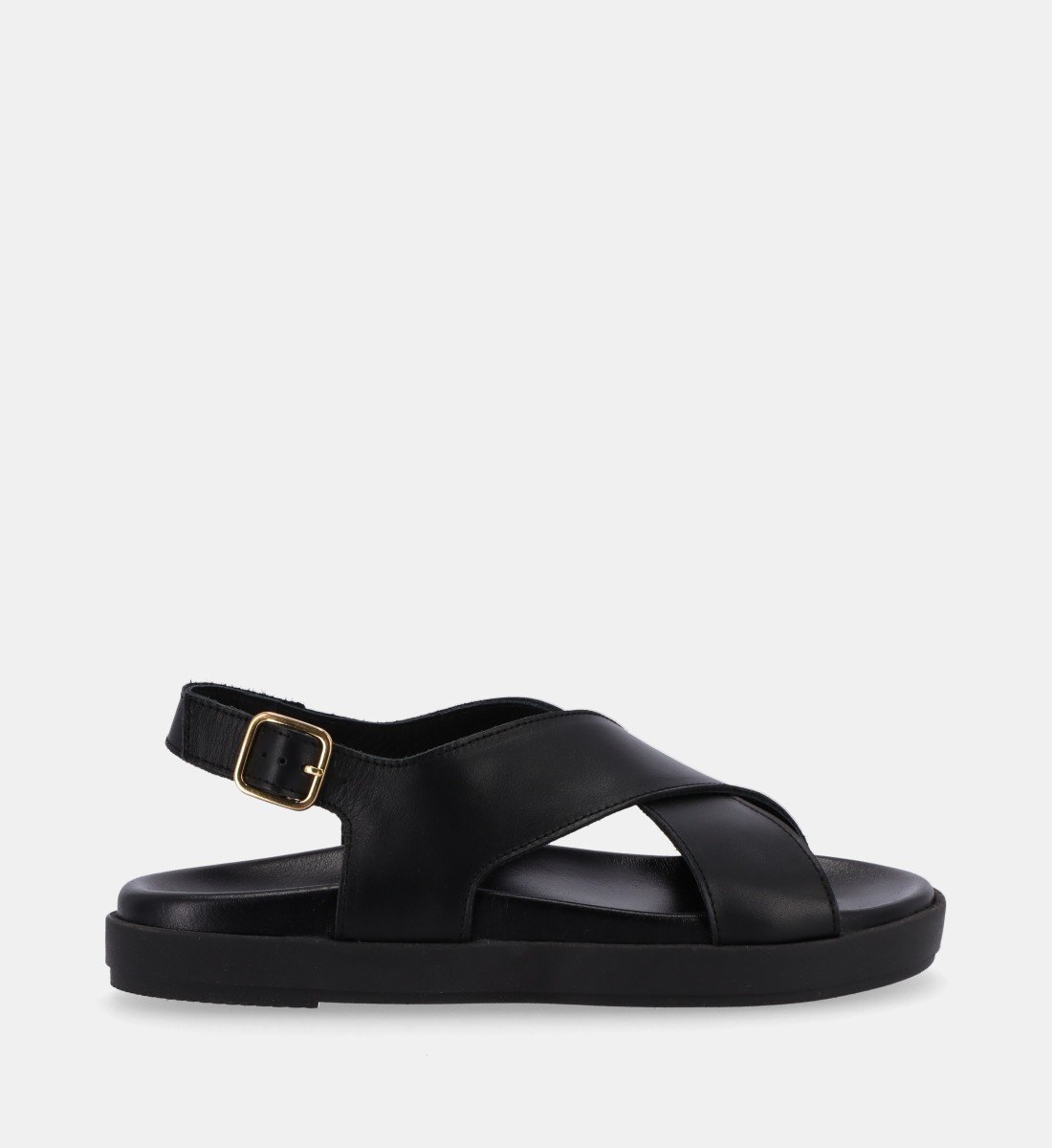 Flat leather sandals ALOHAS Black