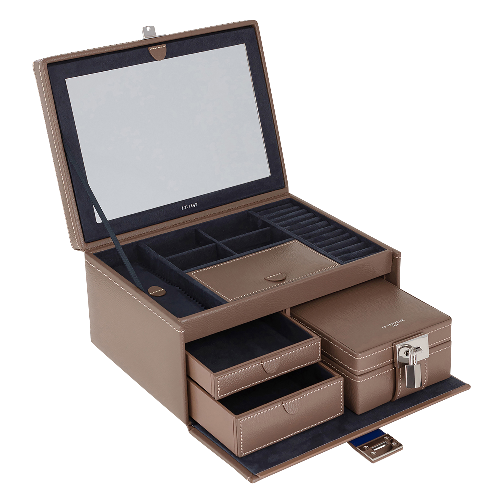 Boîte à bijoux en cuir LE TANNEUR Marron