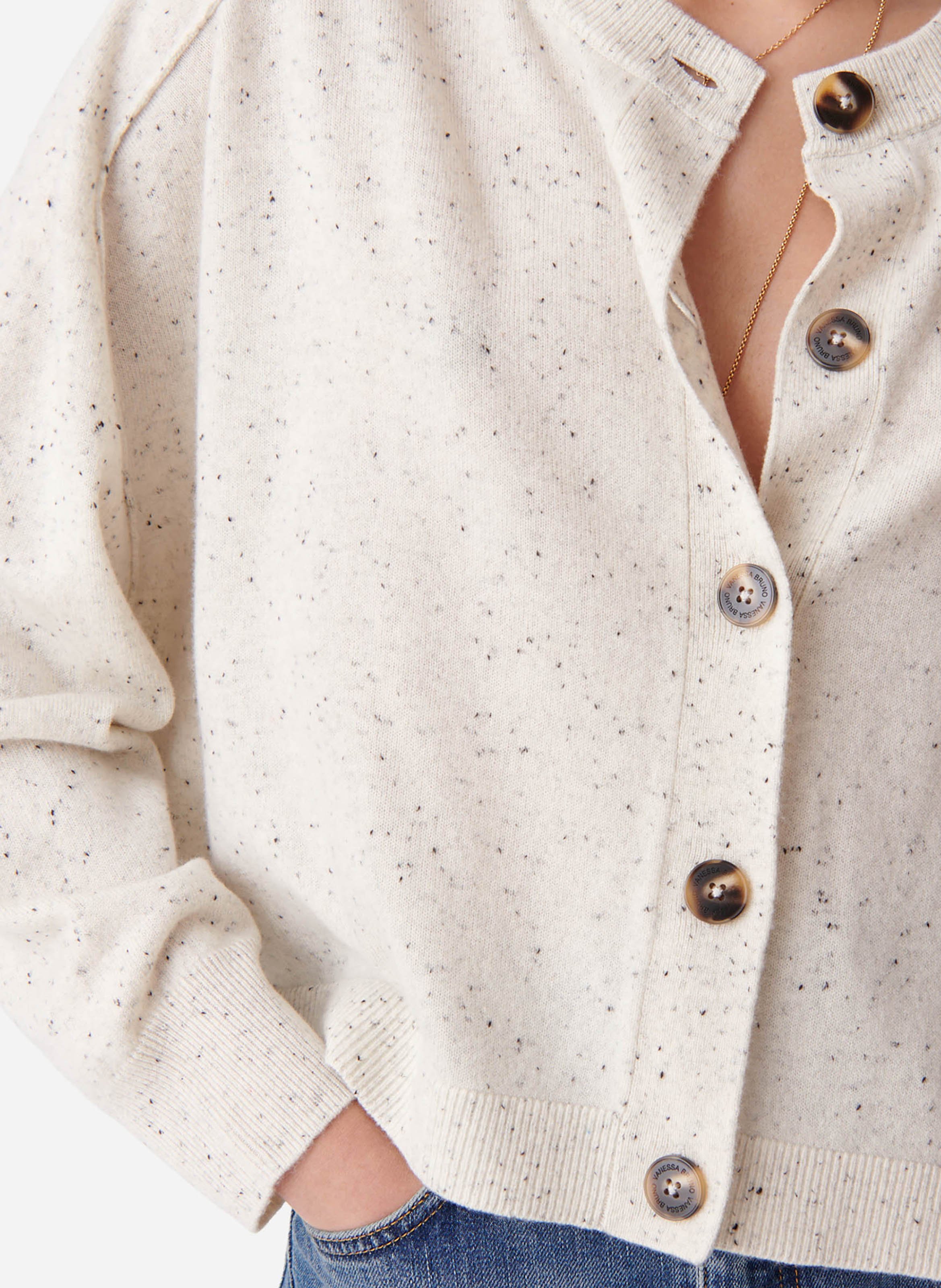 Ruime ronde hals cardigan in wol VANESSA BRUNO Wit