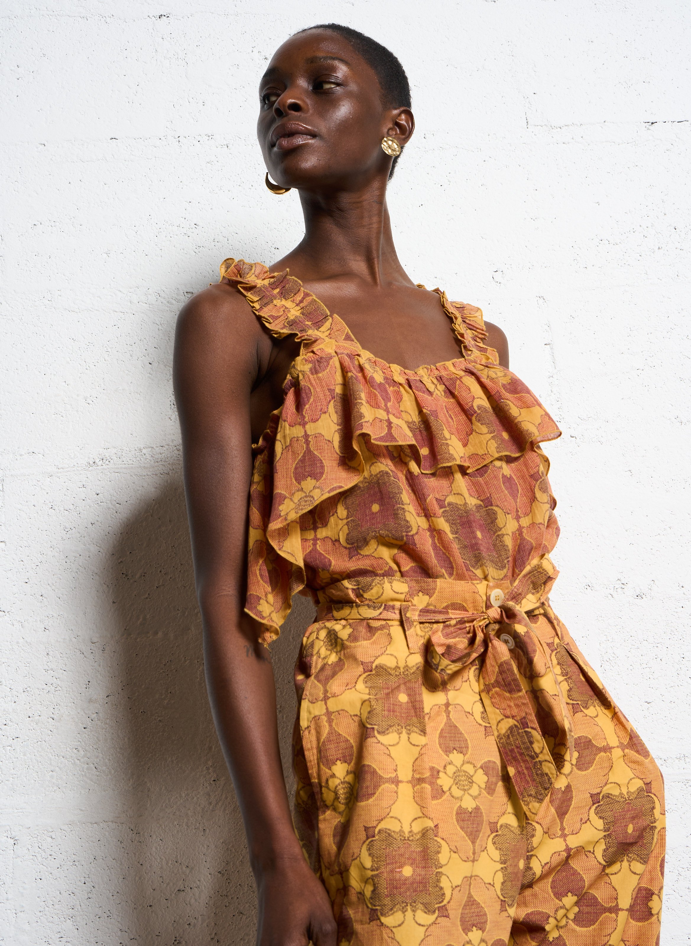 Baumwoll-Top mit eckigem Ausschnitt ANTIK BATIK Braun