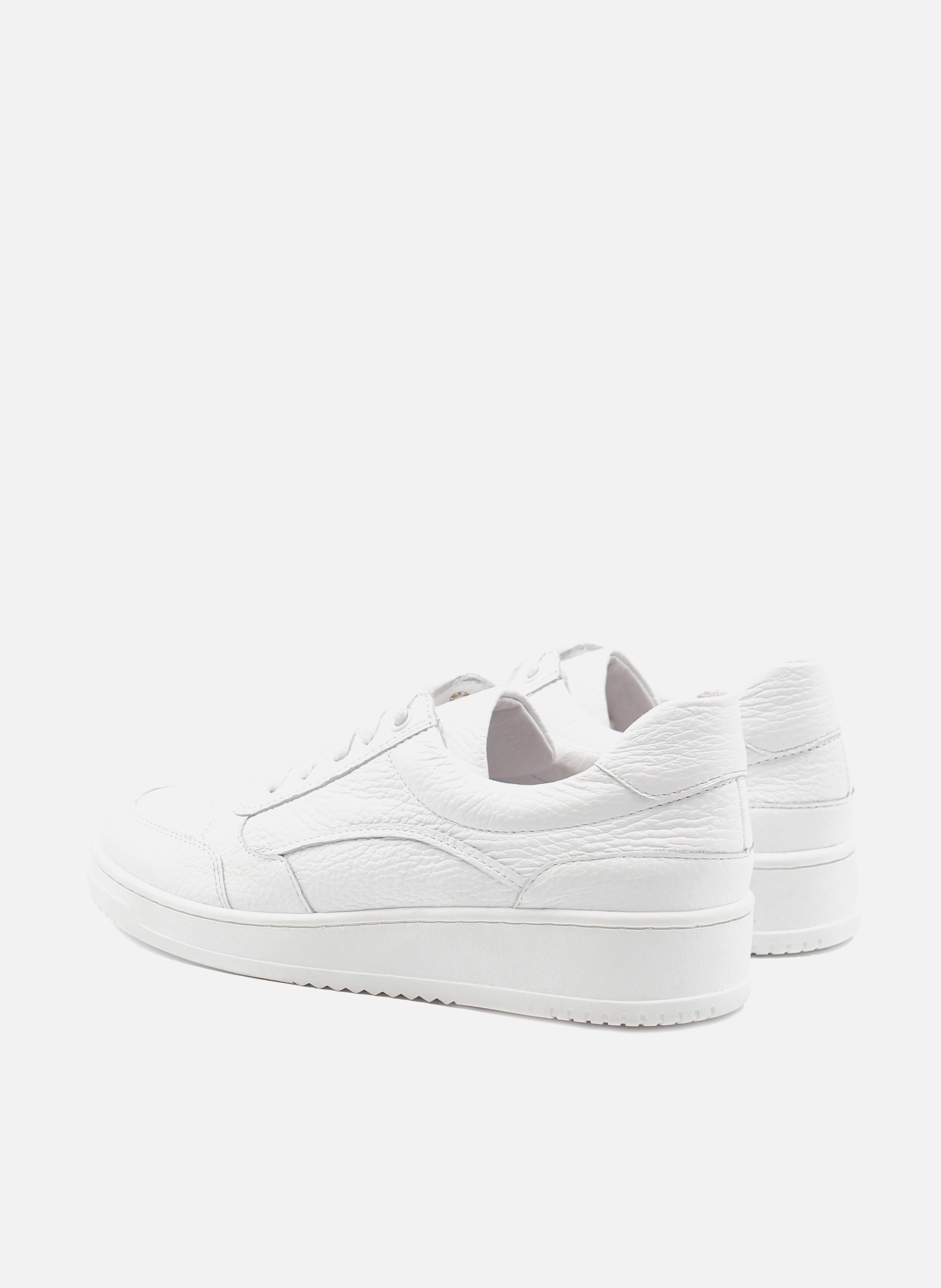 Vintage grained leather sneakers White