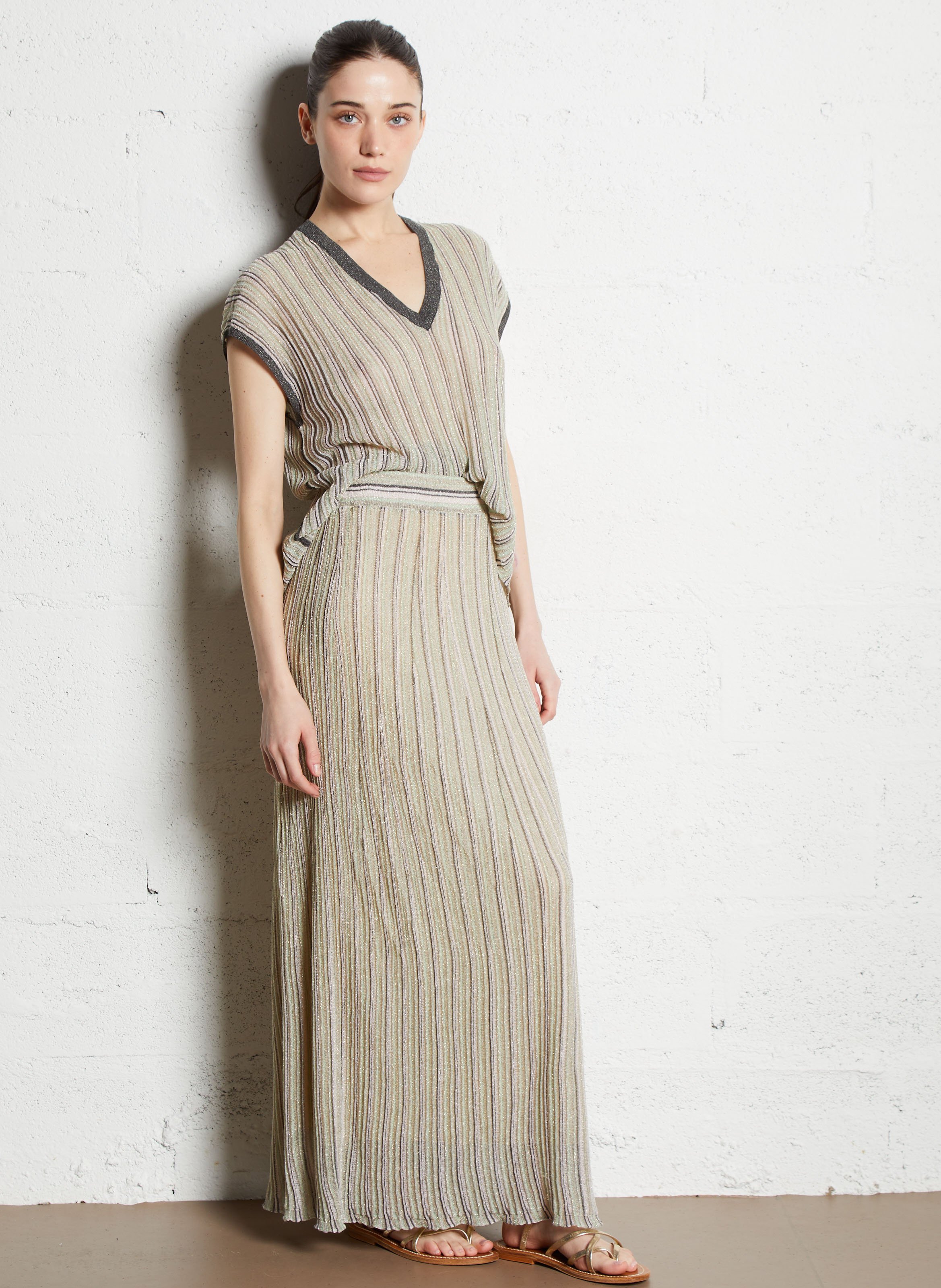 Long skirt with sequin trim MOMONI Beige