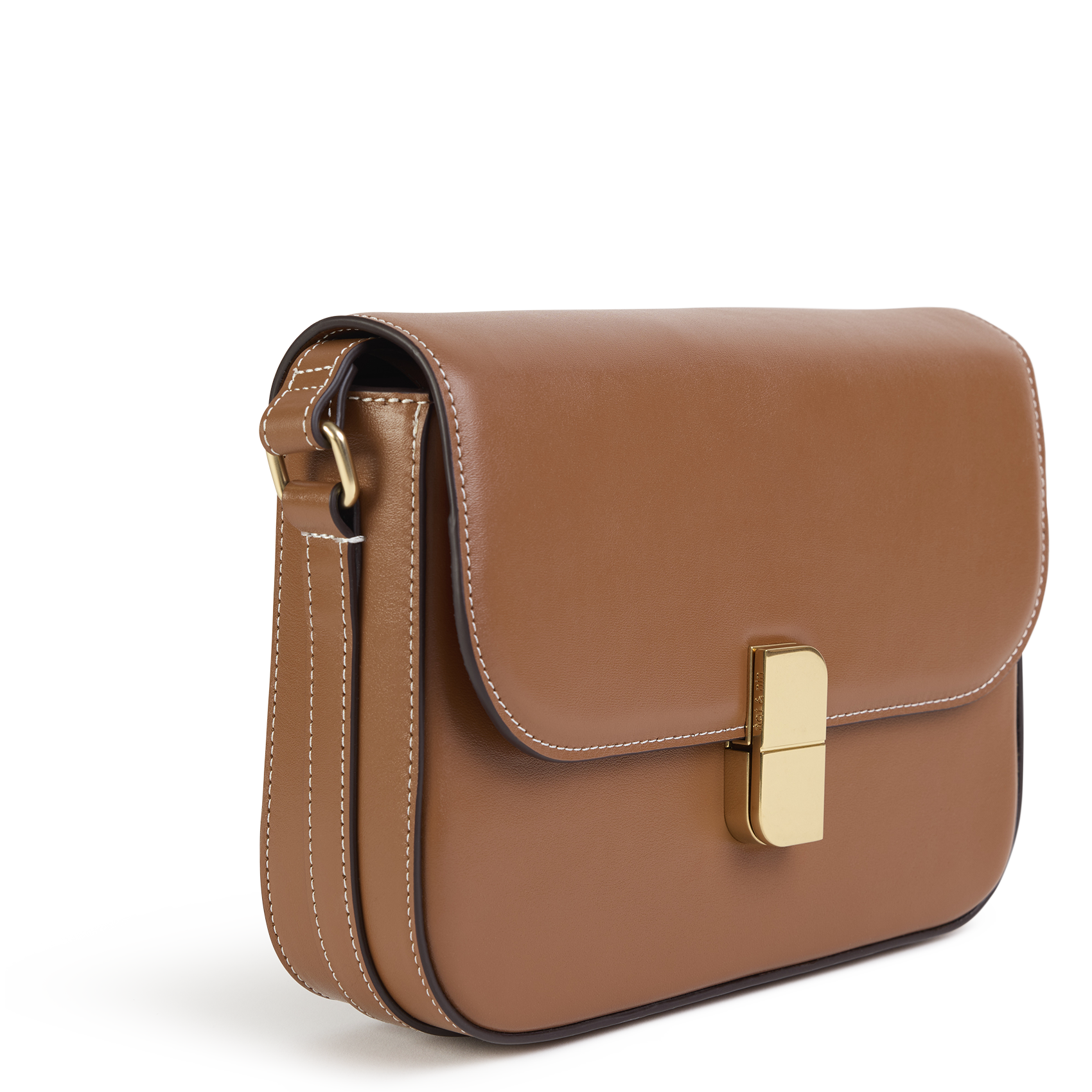 Leren schoudertas met klep Bruin