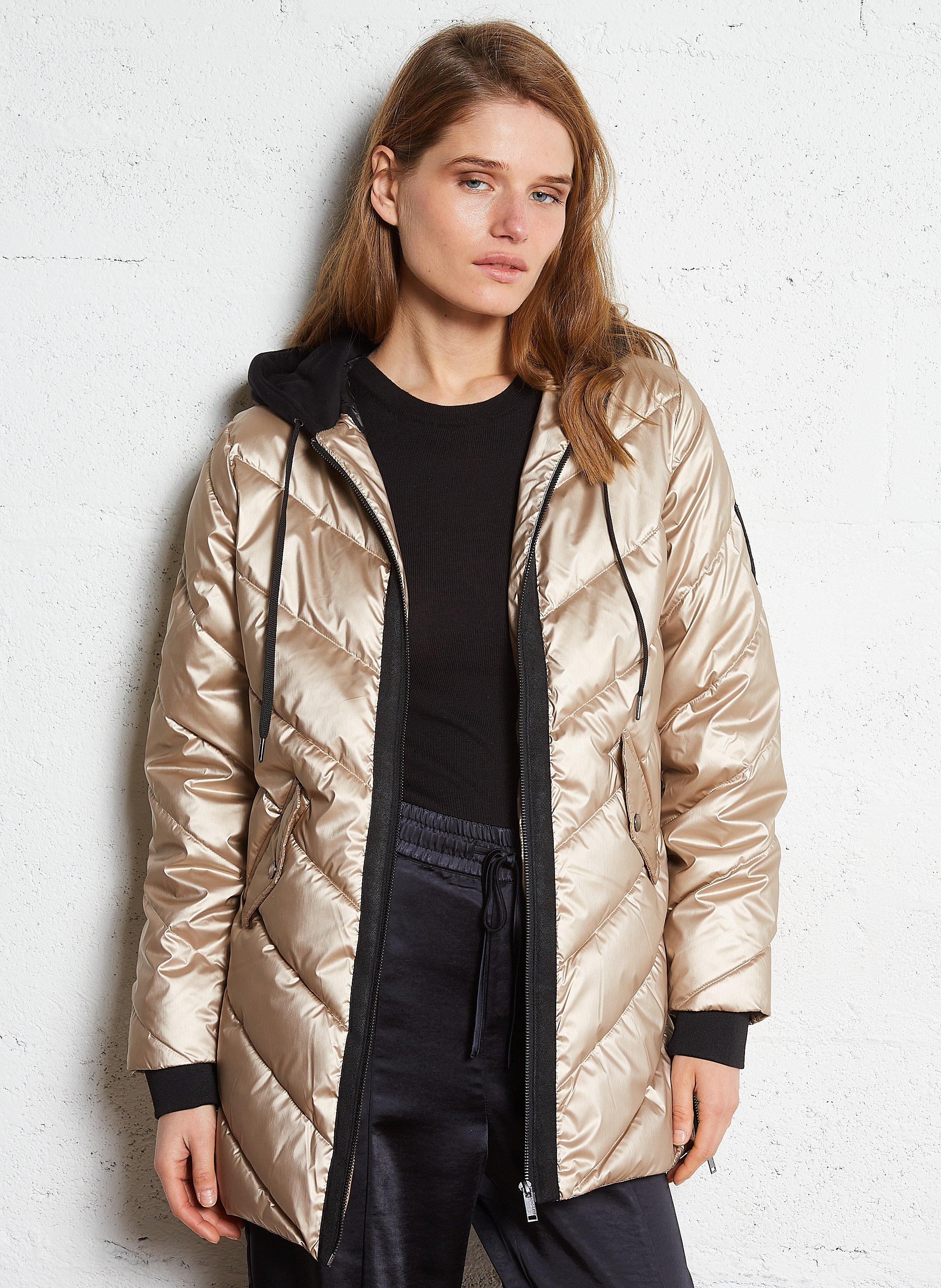 Straight padded jacket with hood IKKS Golden
