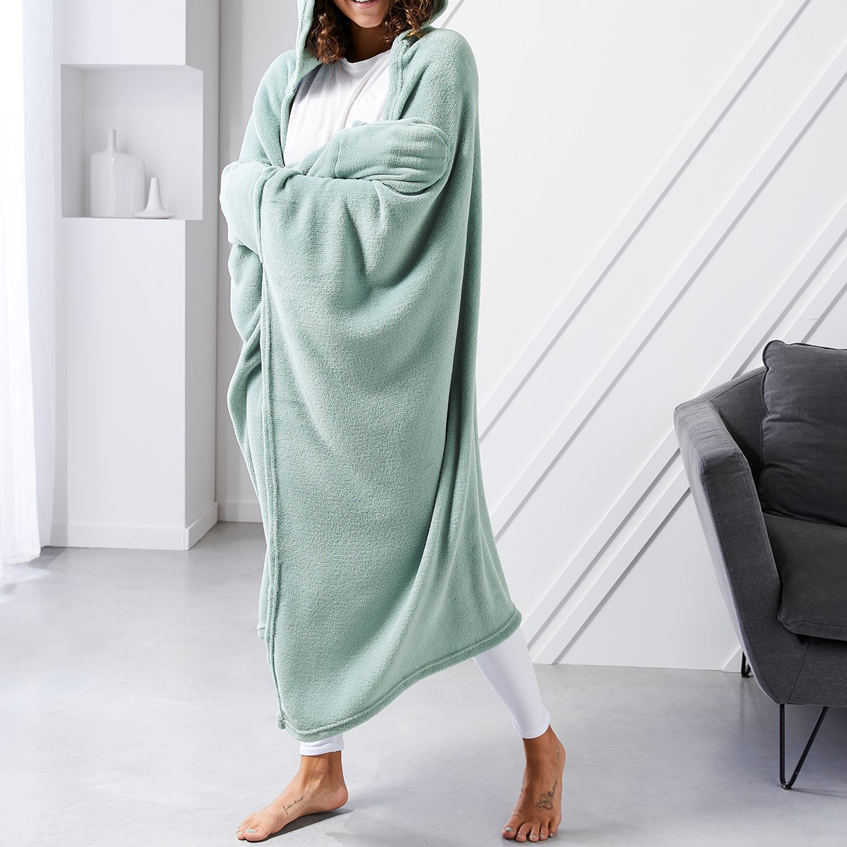 Plain hooded throw TODAY LINGE DE MAISON Green