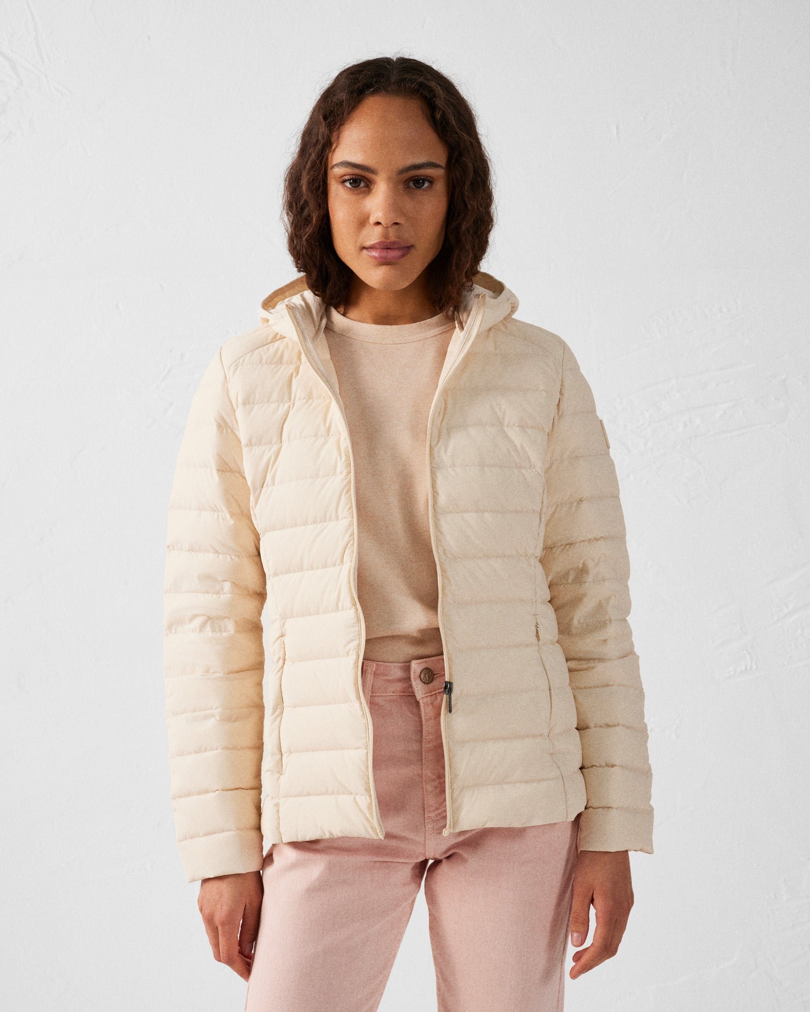 Lightweight stretch hooded puffer jacket Salma JOTT White