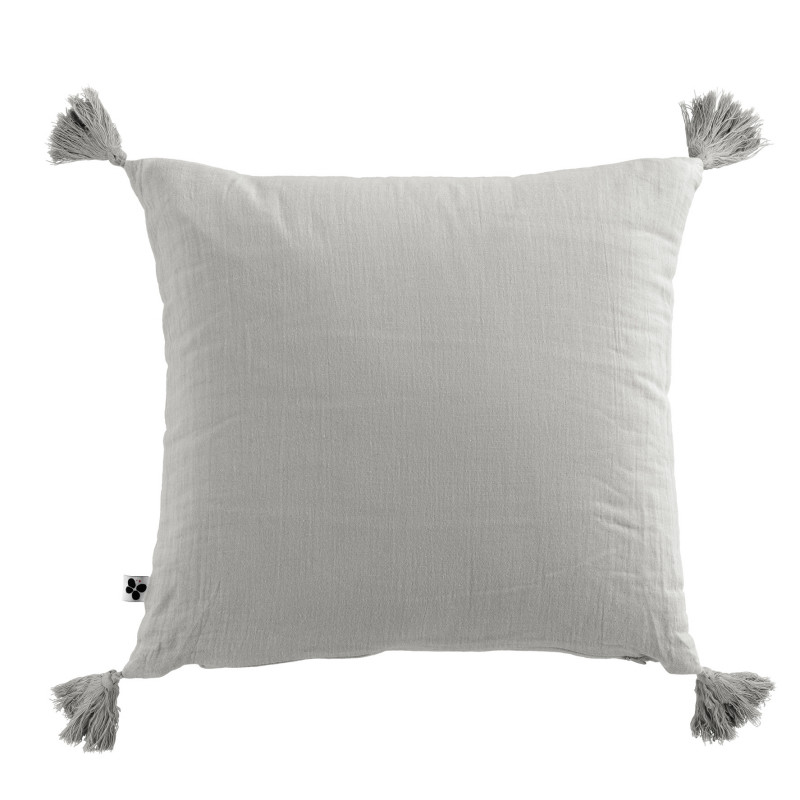 Coussin déco déhoussable 100% coton L'EFFET PAPILLON Gris
