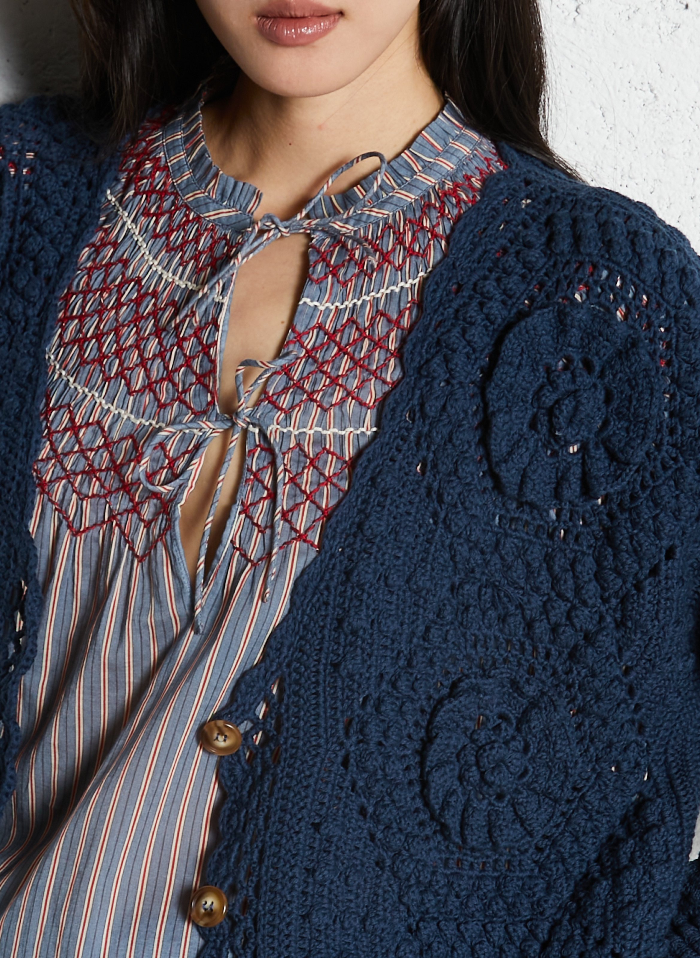 Massachusetts V-neck cotton cardigan LOUISE MISHA Blue