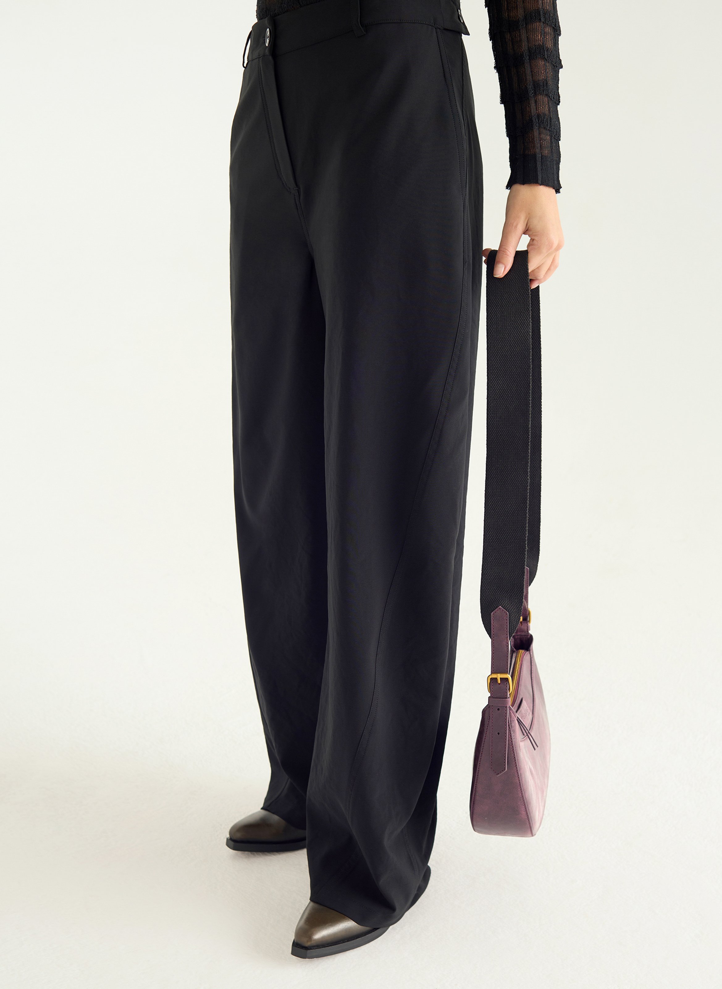 Pantalon tailleur ample uni COTELAC Noir
