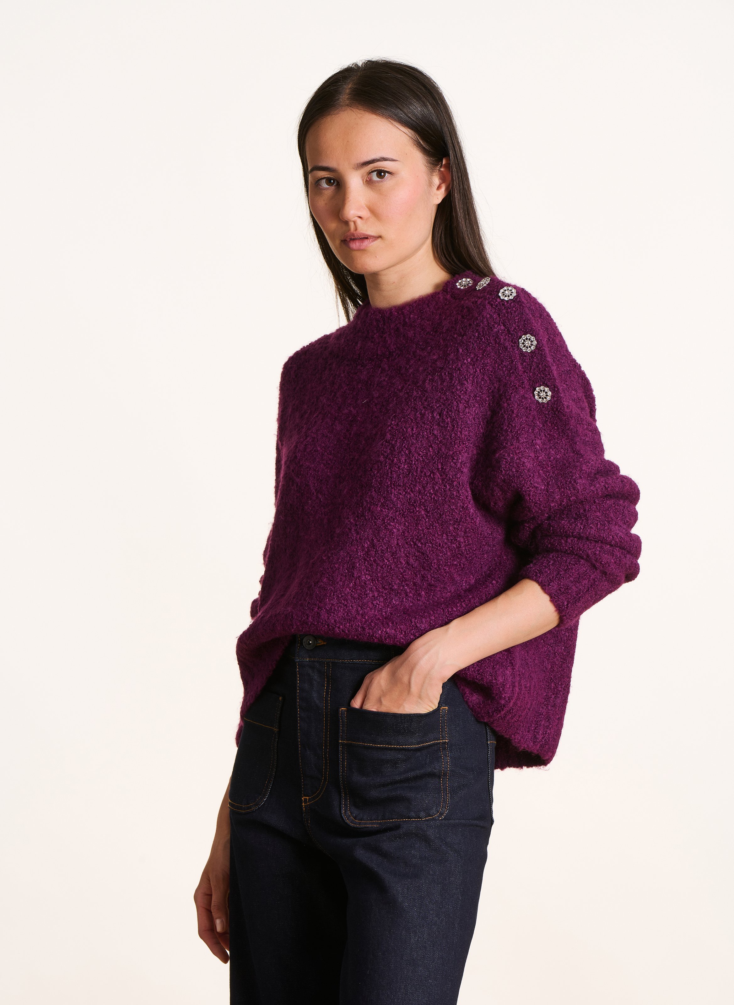 Kurzärmliger Pullover mit Rundhalsausschnitt LA FEE MARABOUTEE