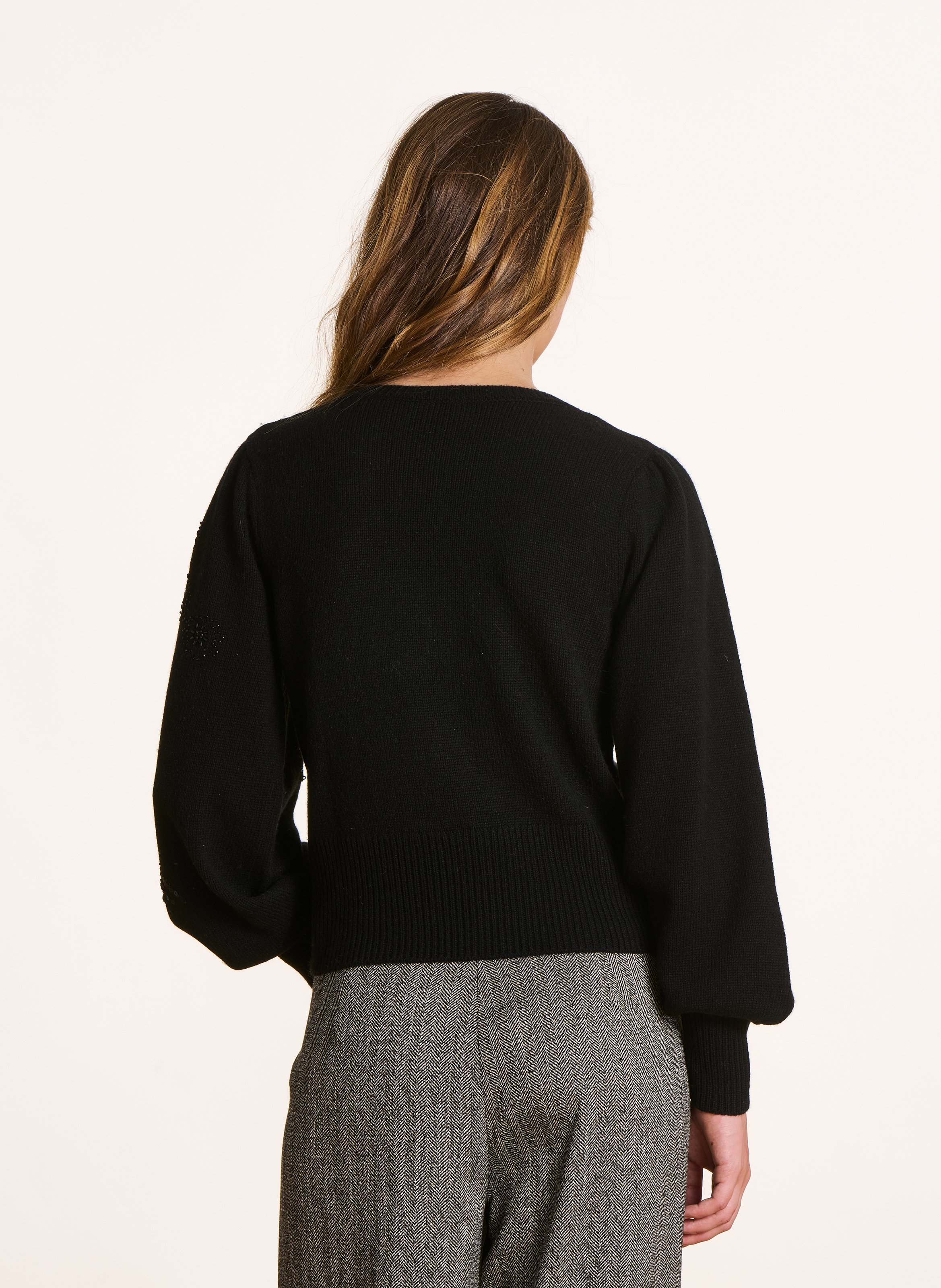 Rundhalsausschnitt-Pullover mit Pailletten und Perlen LA FEE MARABOUTEE Schwarz