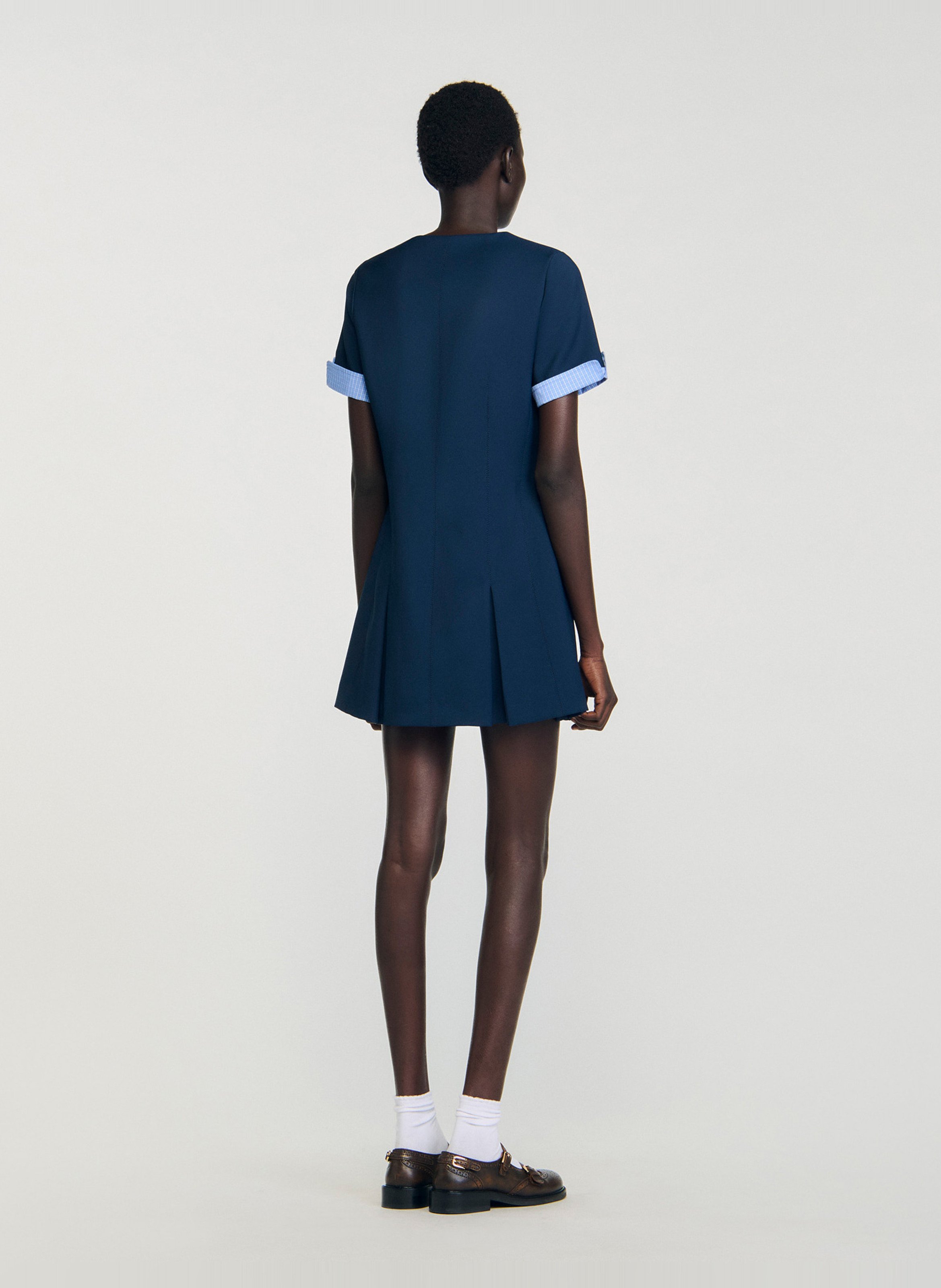 Robe courte col rond SANDRO Bleu