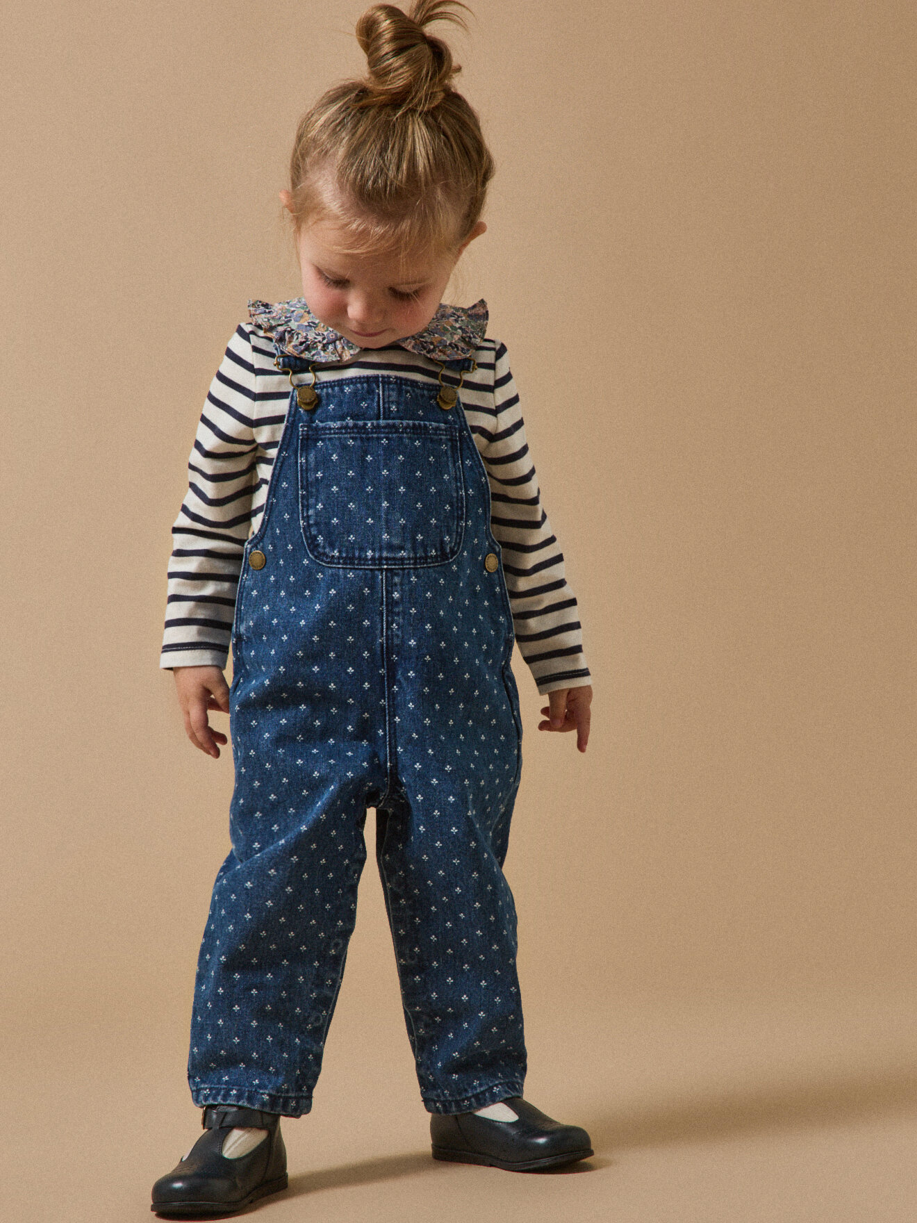 Printed denim overall CYRILLUS Blue