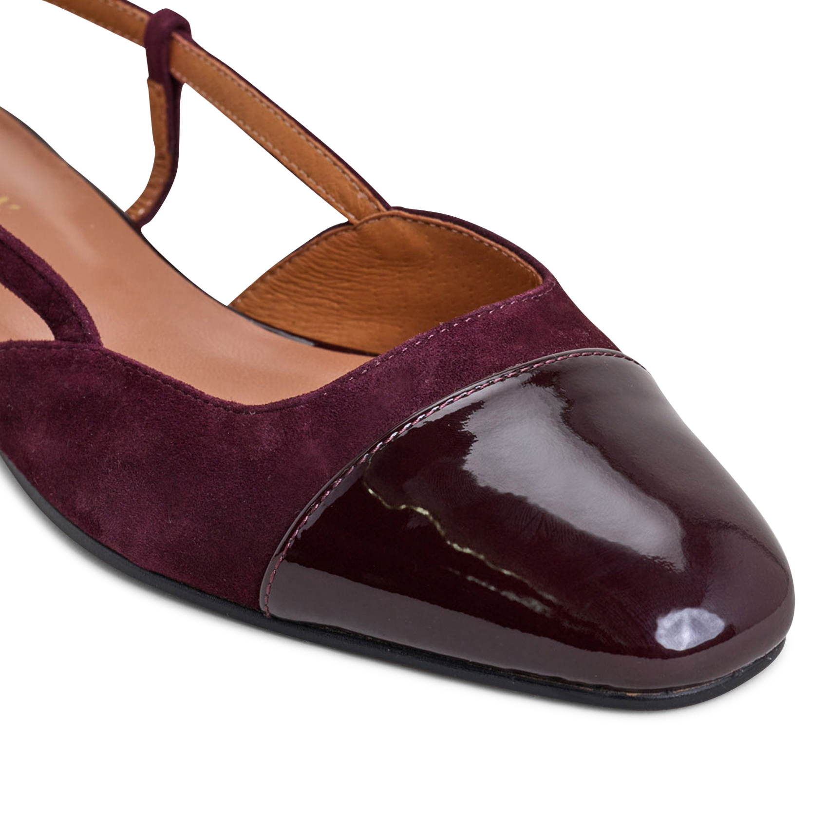 Two-tone leather ballerina flats JONAK Red