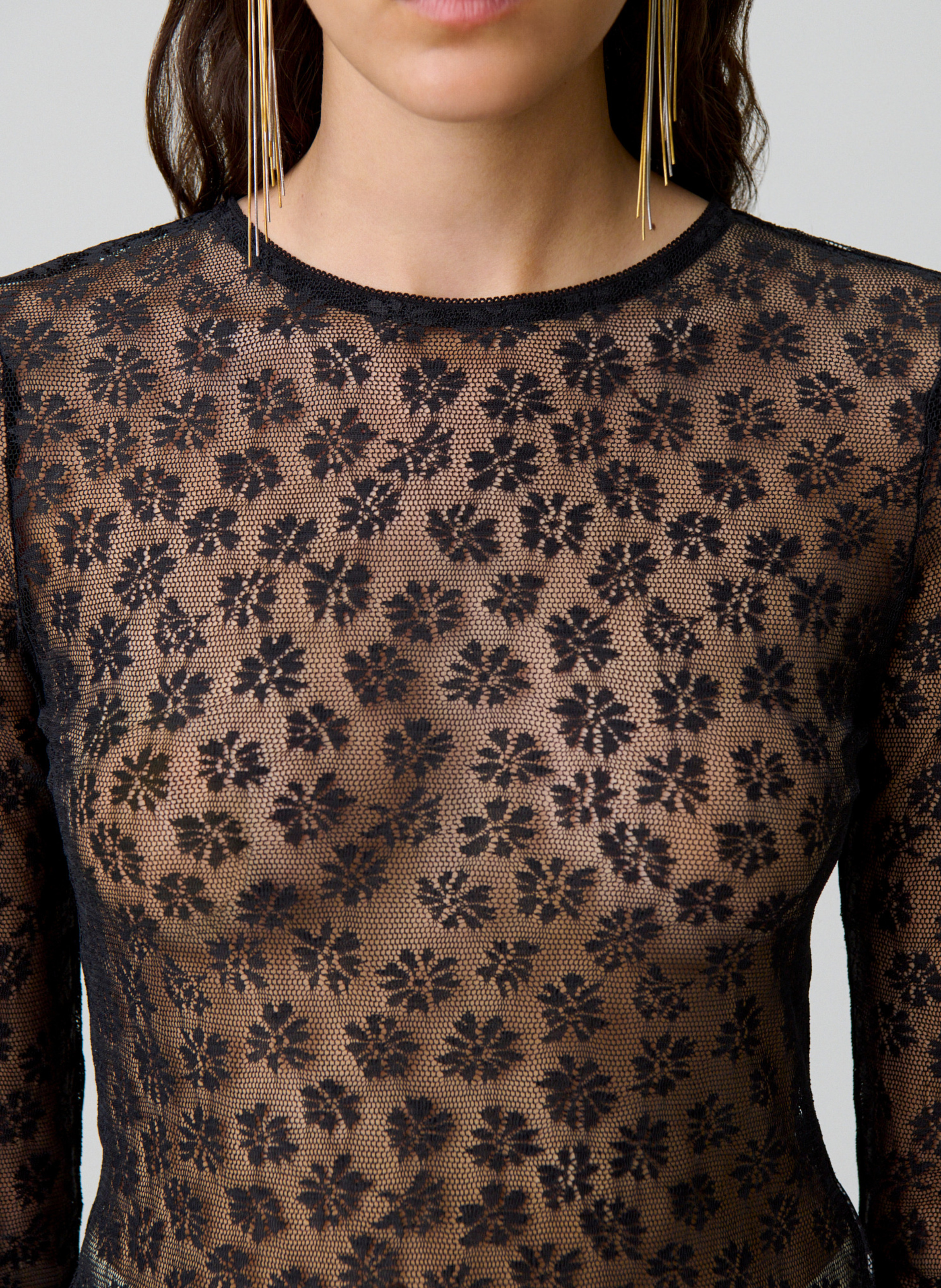 Top en dentelle col rond  CLAUDIE PIERLOT Noir