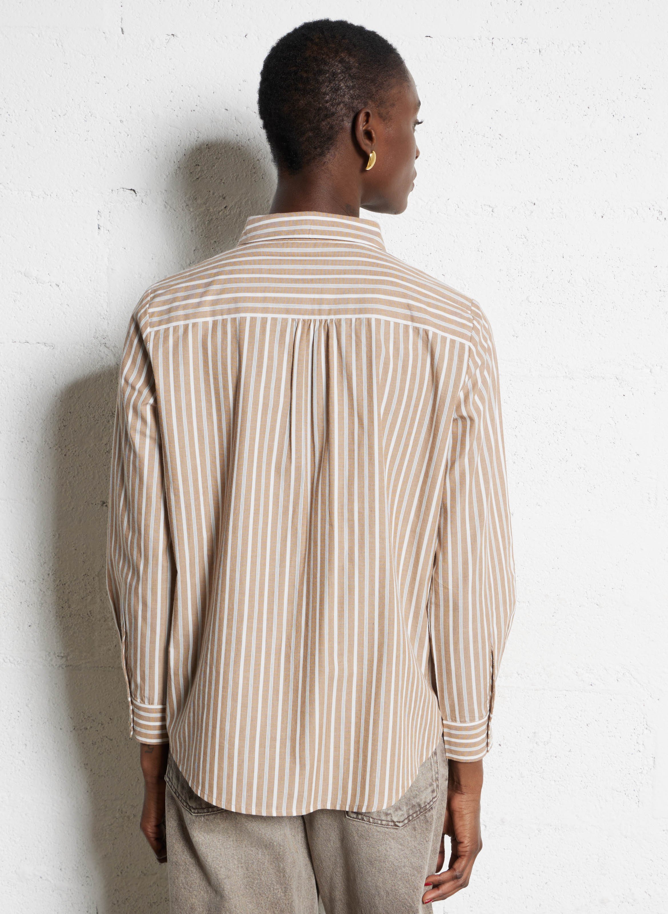 Straight striped cotton shirt BELLA JONES Brown