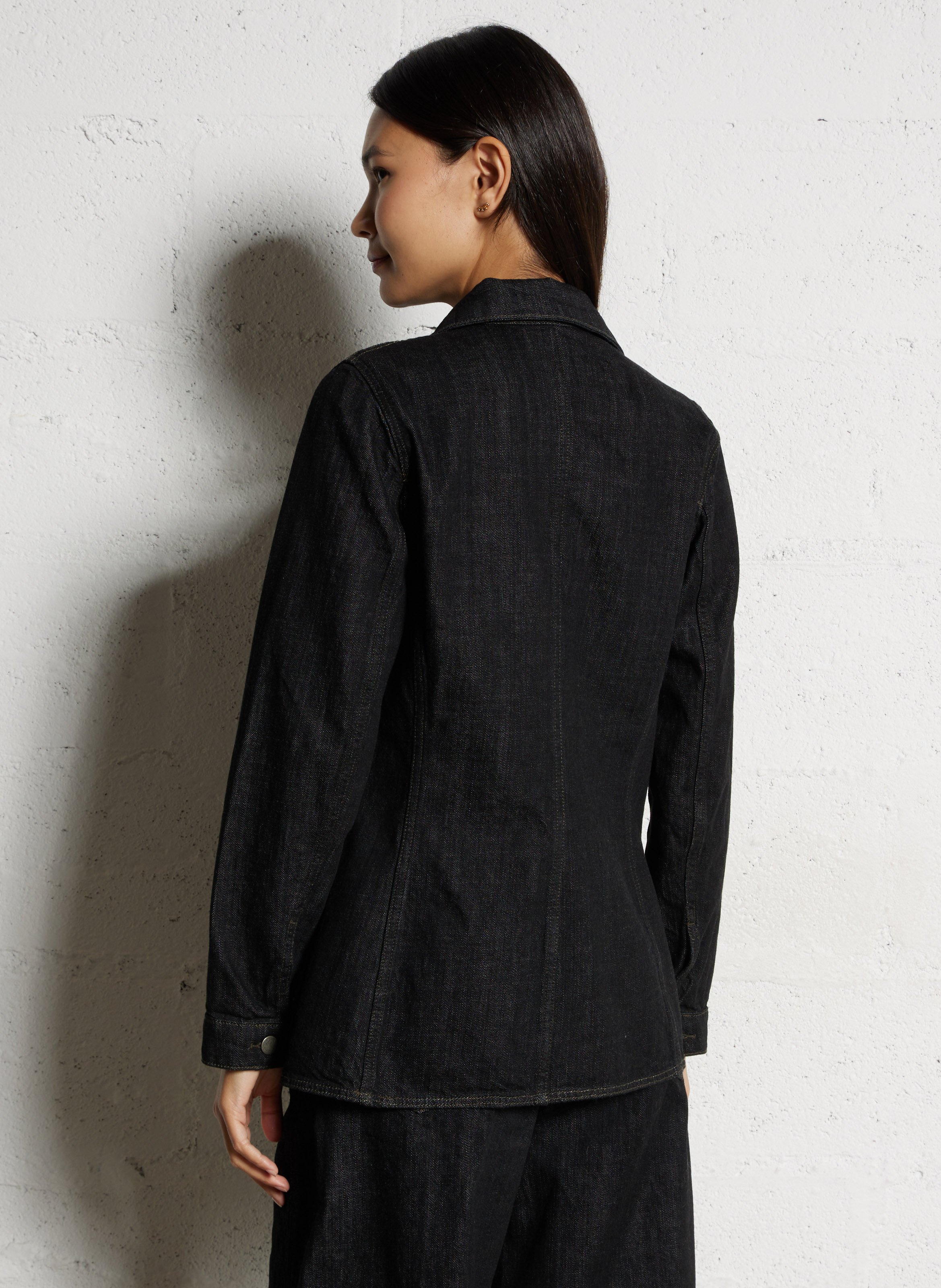 Veste col classique en denim SOEUR Noir