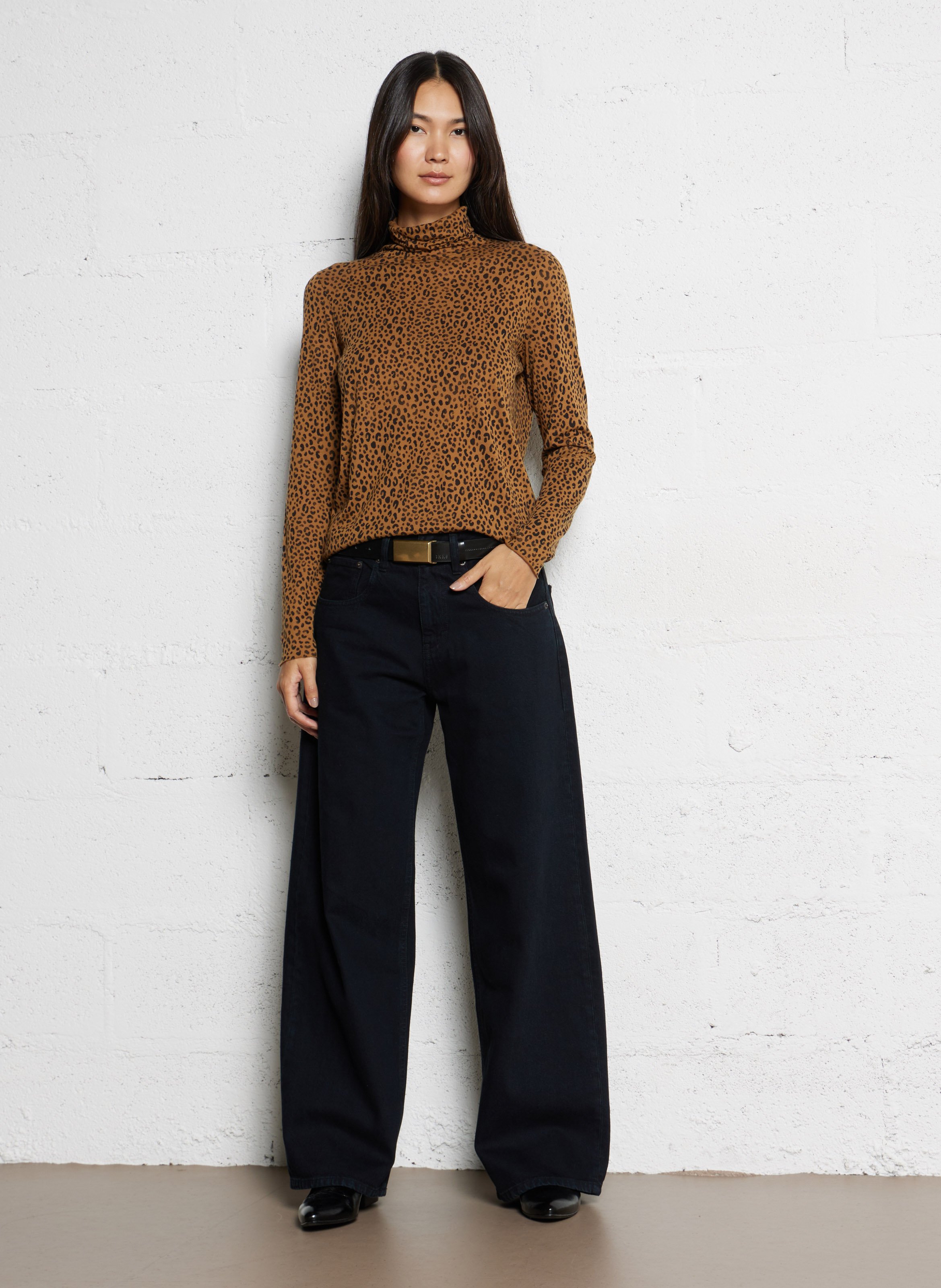 Long-sleeve turtleneck leopard print t-shirt HARTFORD Multicolored