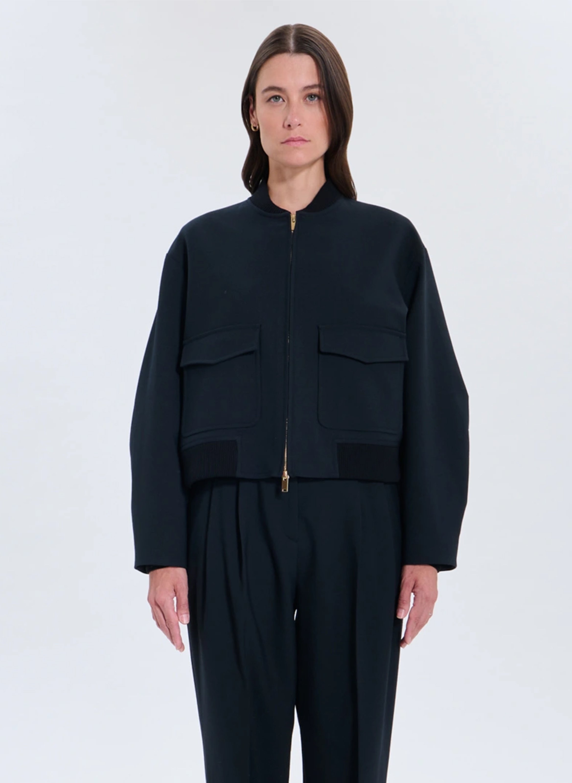 Fitted short jacket with zip ZAPA Black