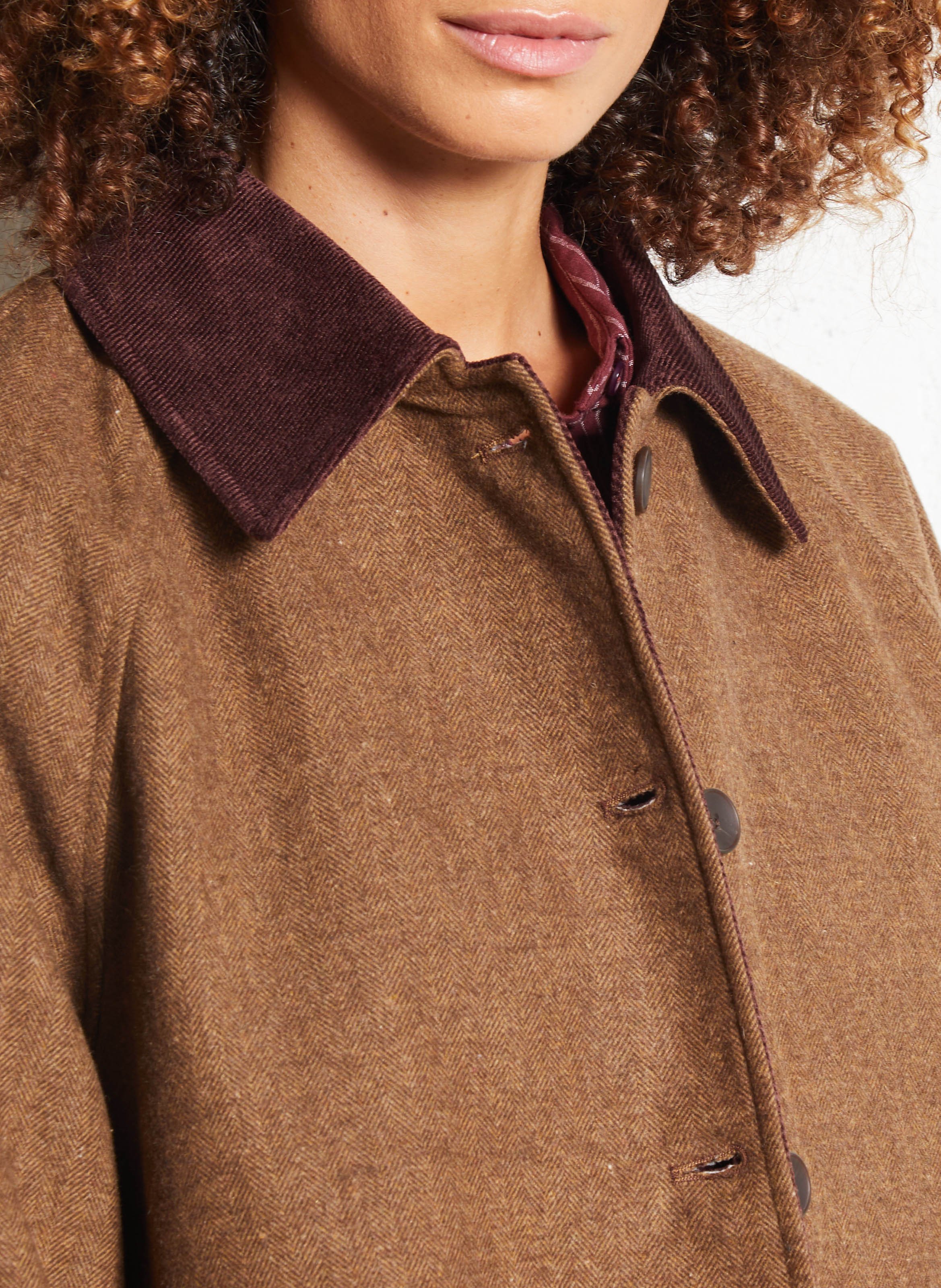 Manteau large boutonné à chevrons SEE U SOON Marron