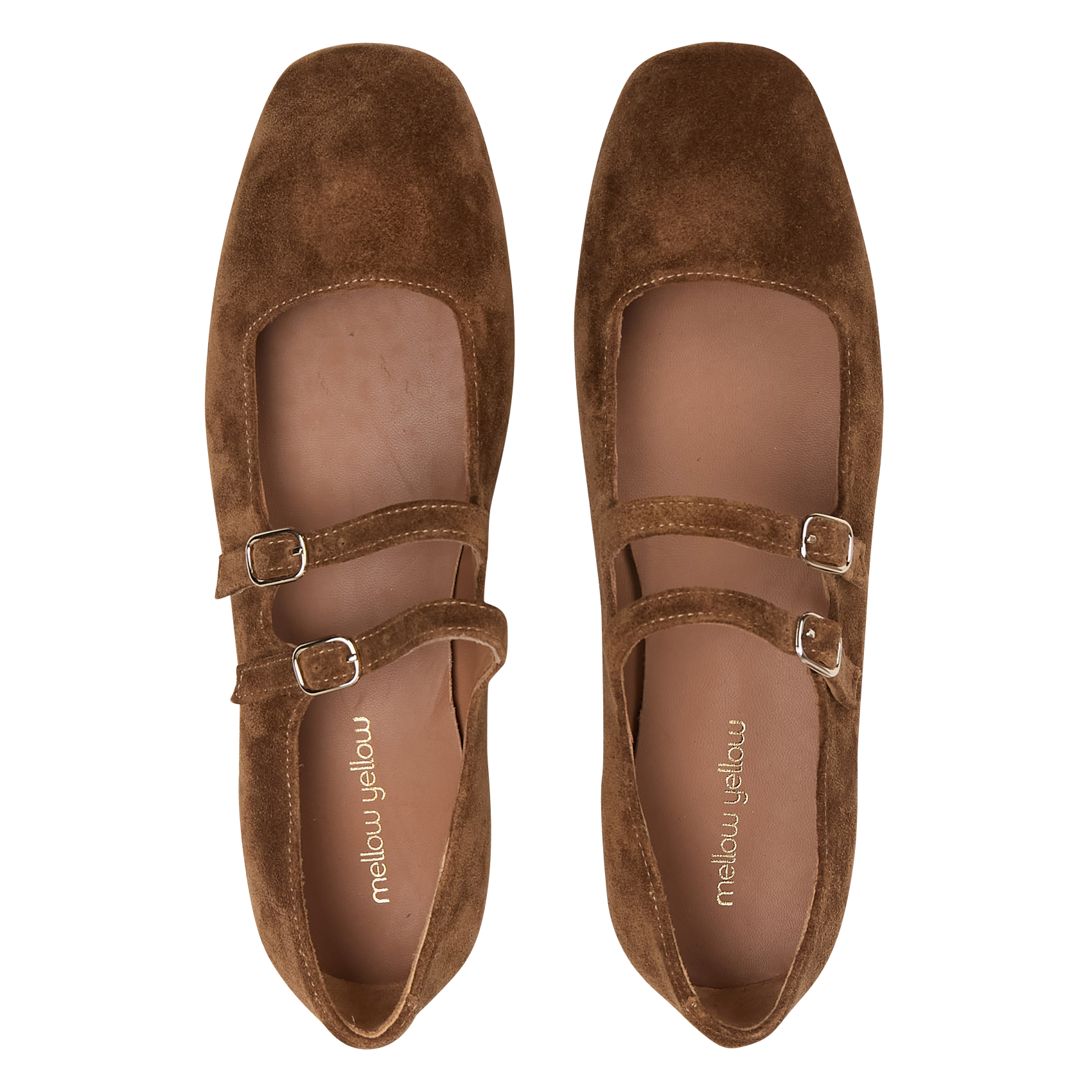 Ballerines à brides en cuir velours MELLOW YELLOW Marron