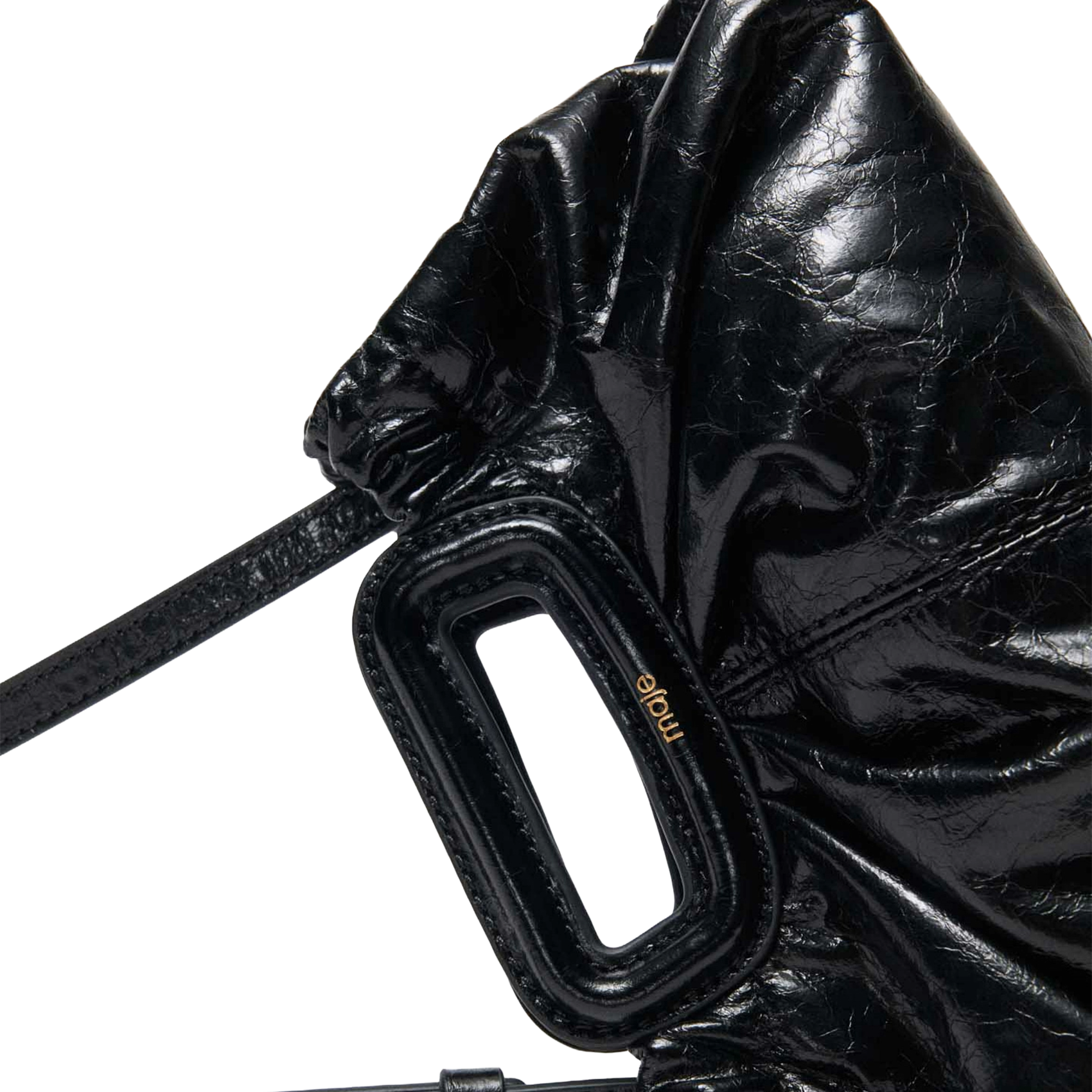 Pochette en cuir craquelé MAJE Noir