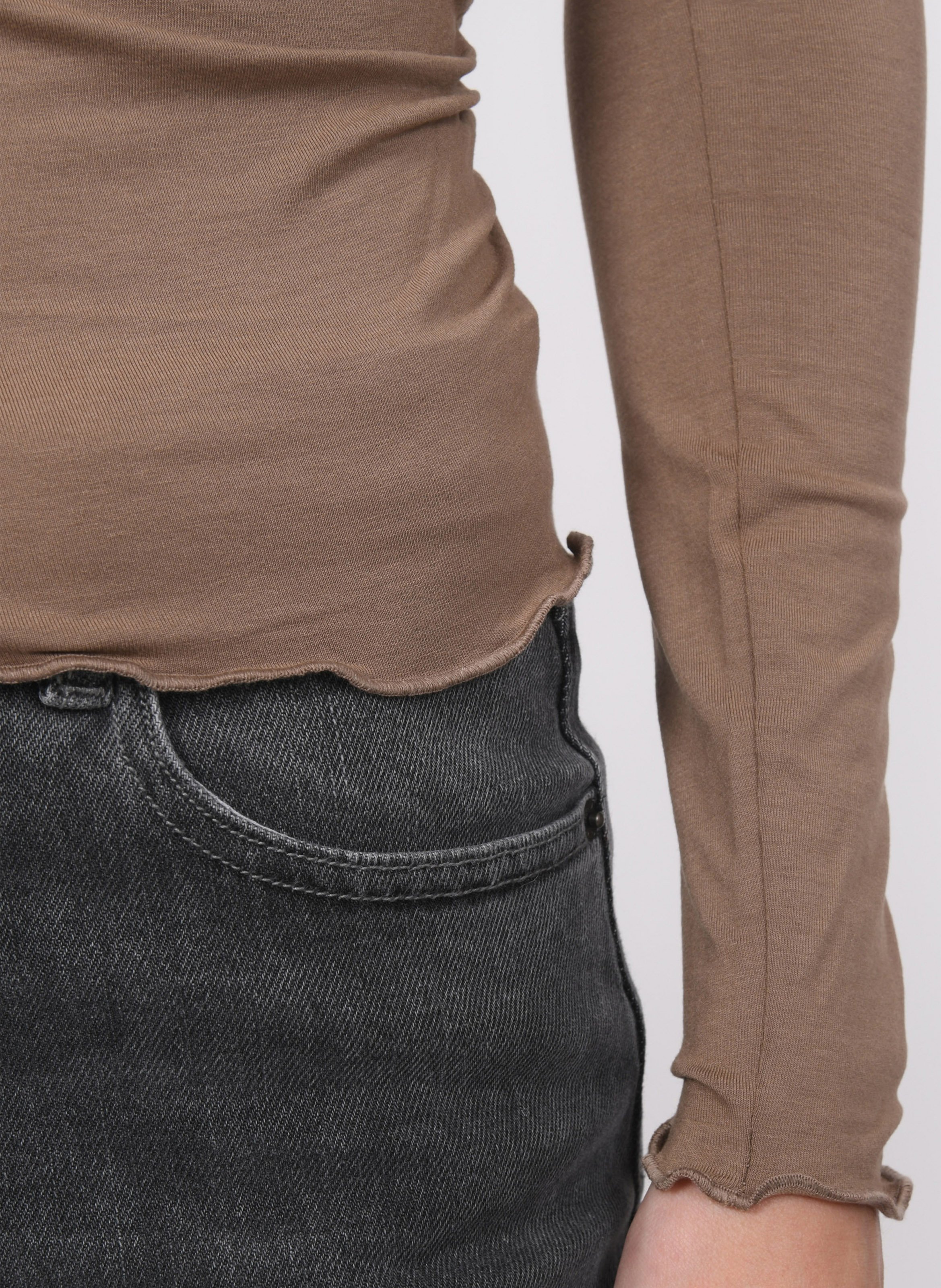 Tee-shirt ajusté effet drapé uni KOOKAI Beige