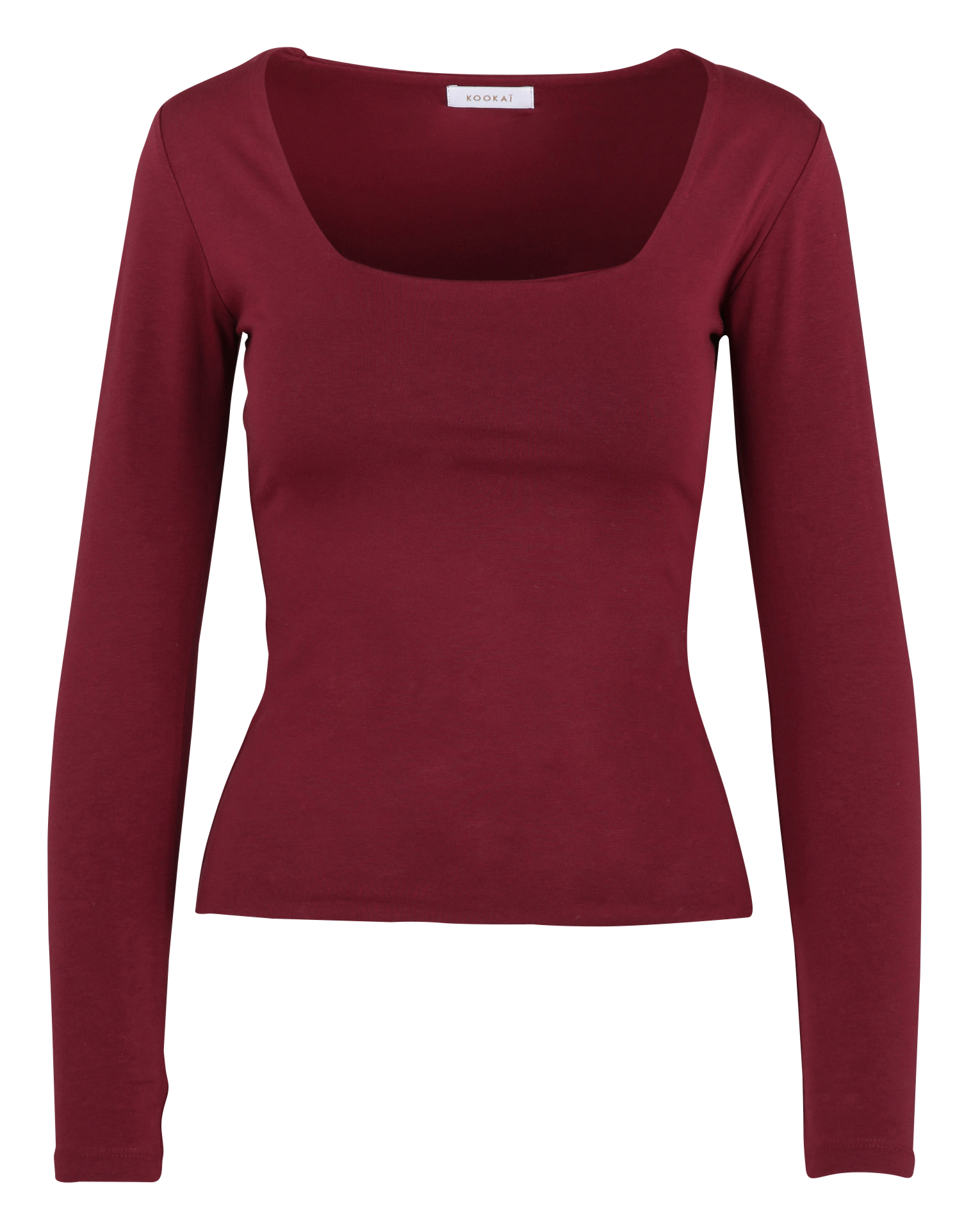 Tee-shirt moulant col carré en coton mélangé KOOKAI