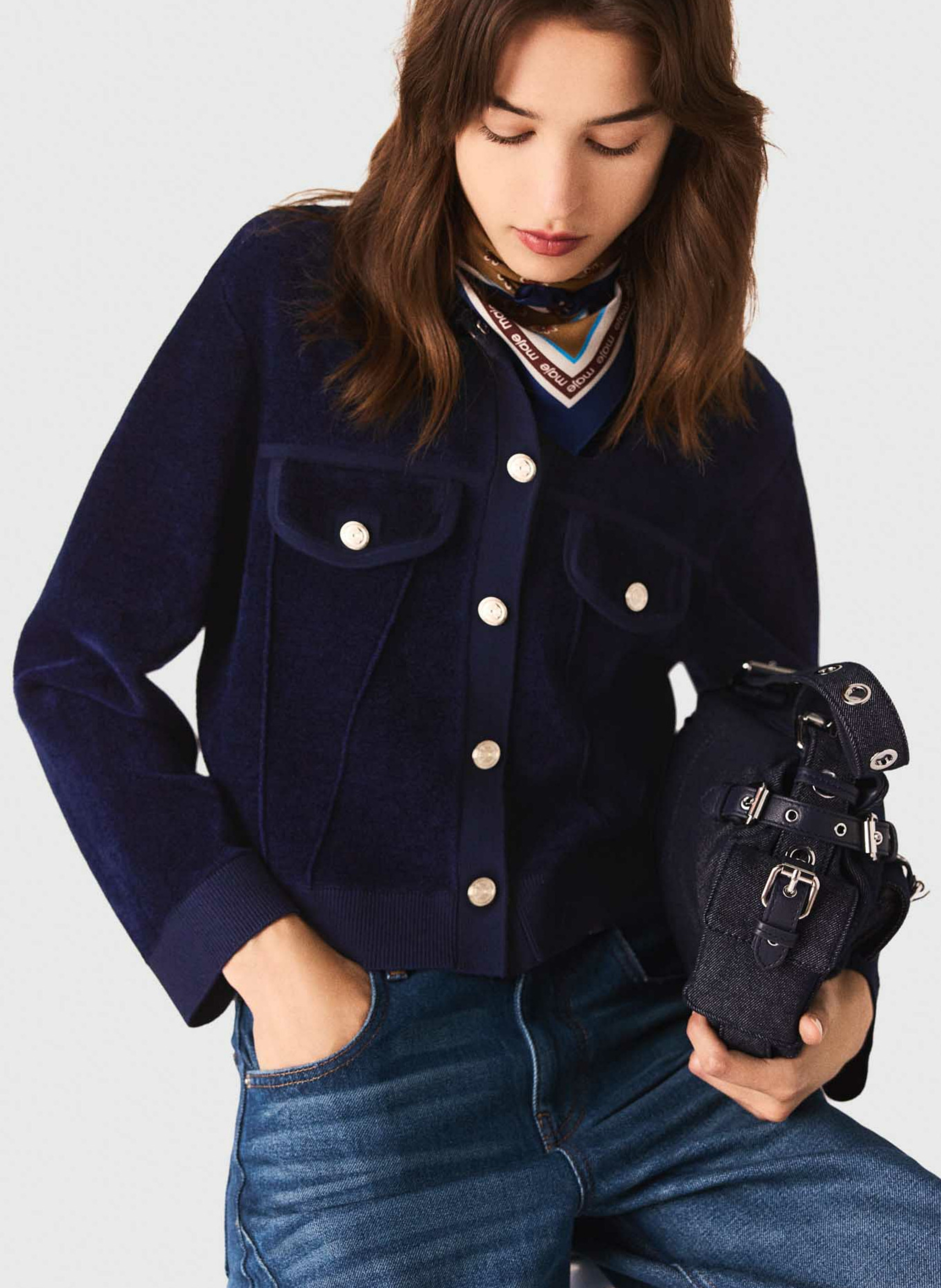 Classic straight fit cardigan MAJE Blue