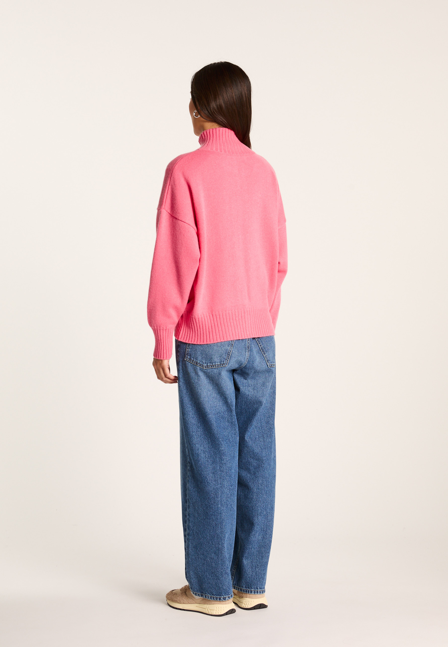 Zipped cashmere cardigan MAISON MONTAGUT Pink