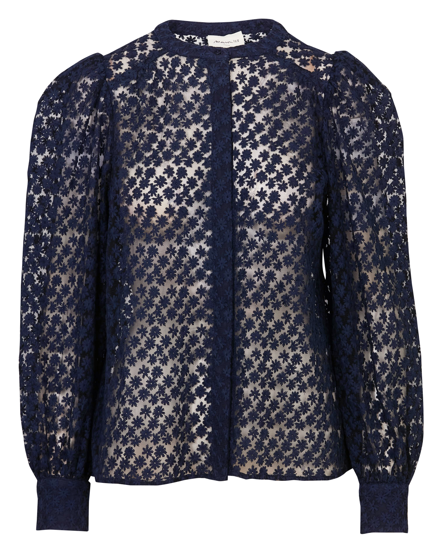 Chemisier col rond broderie florale MAISON 123 Bleu