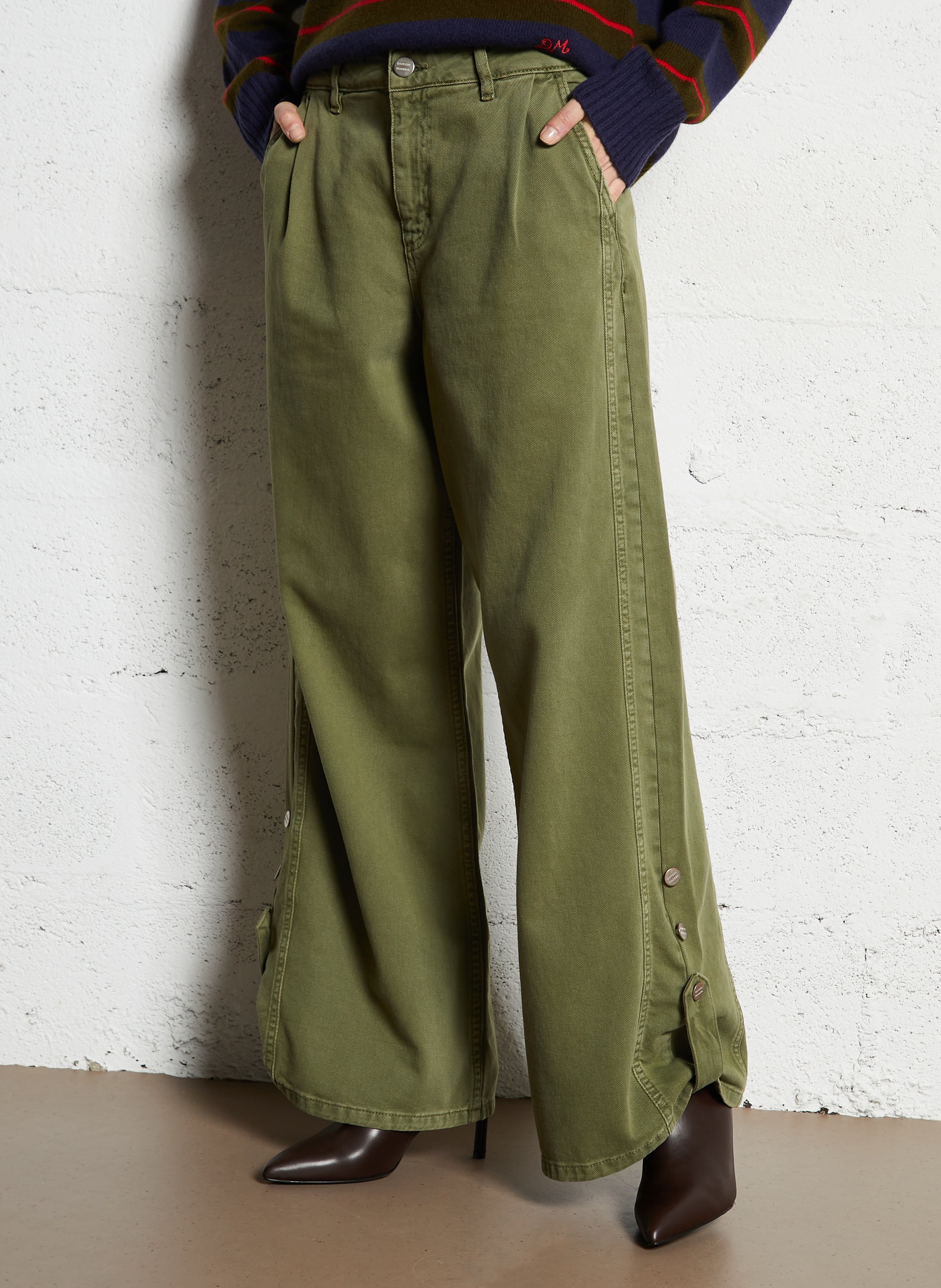 Wide-leg organic cotton pants DAMSON MADDER Khaki