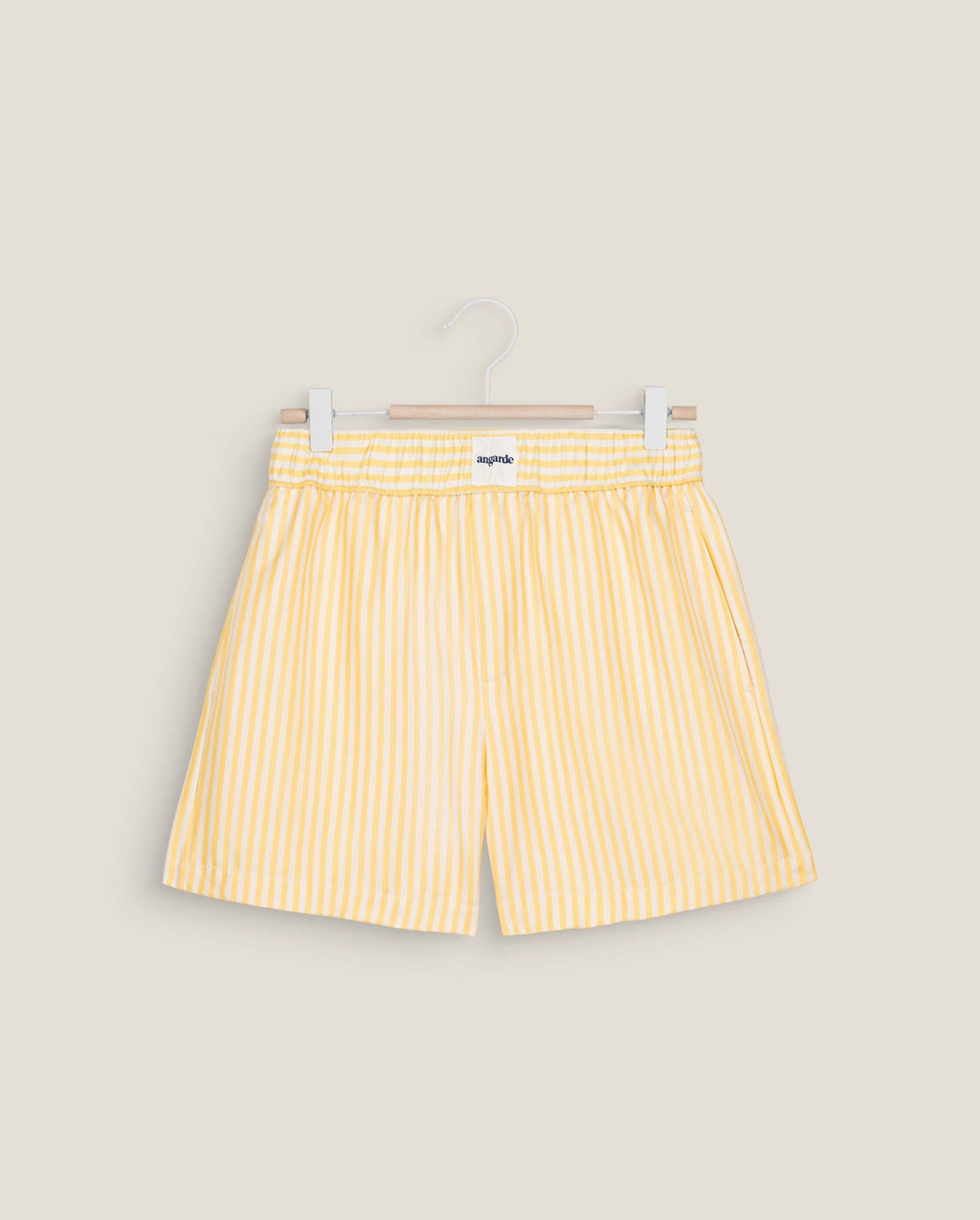 Women's tencel shorts, lemon stripes ANGARDE Yellow