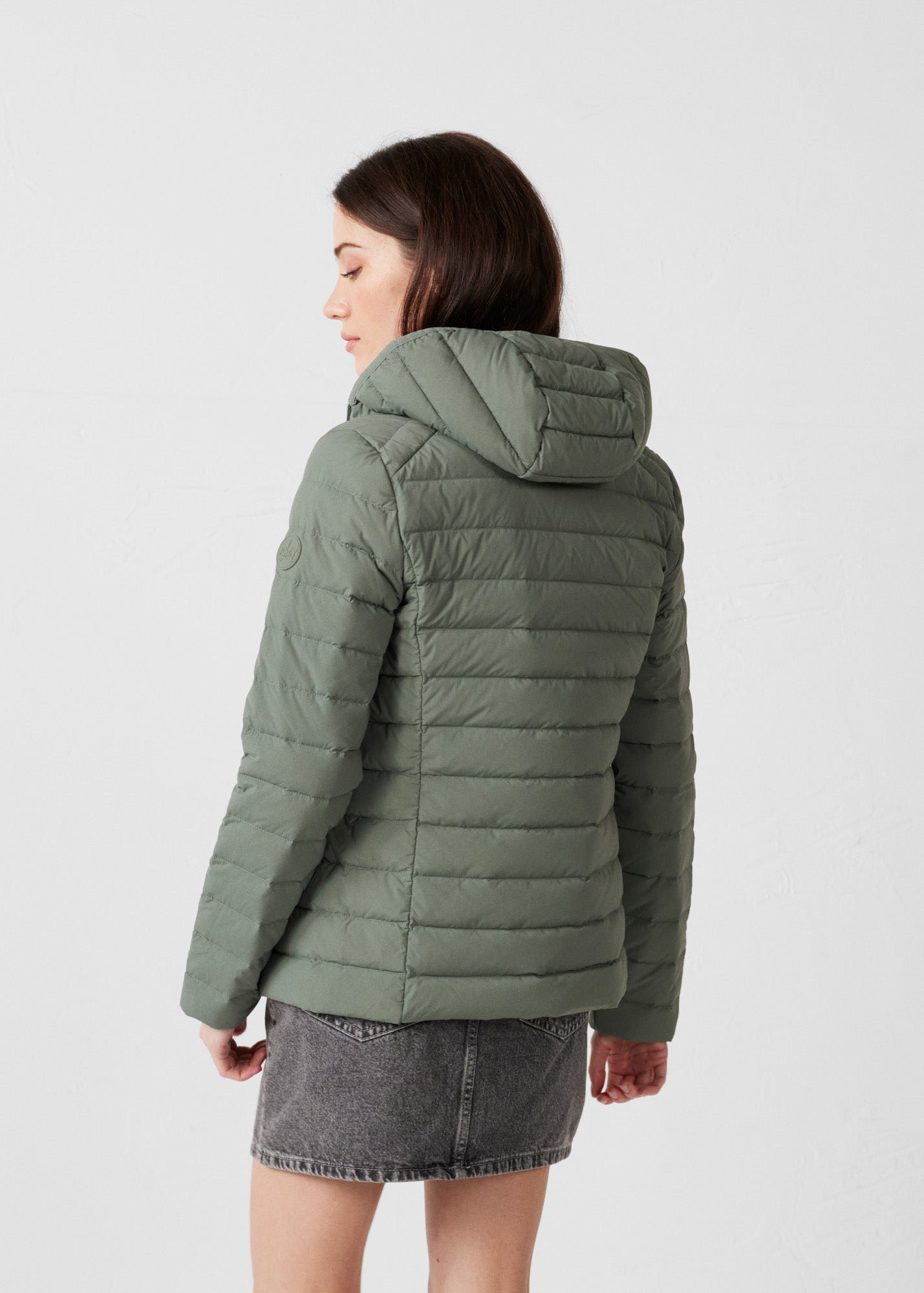 Lightweight stretch hooded puffer jacket Salma JOTT Green