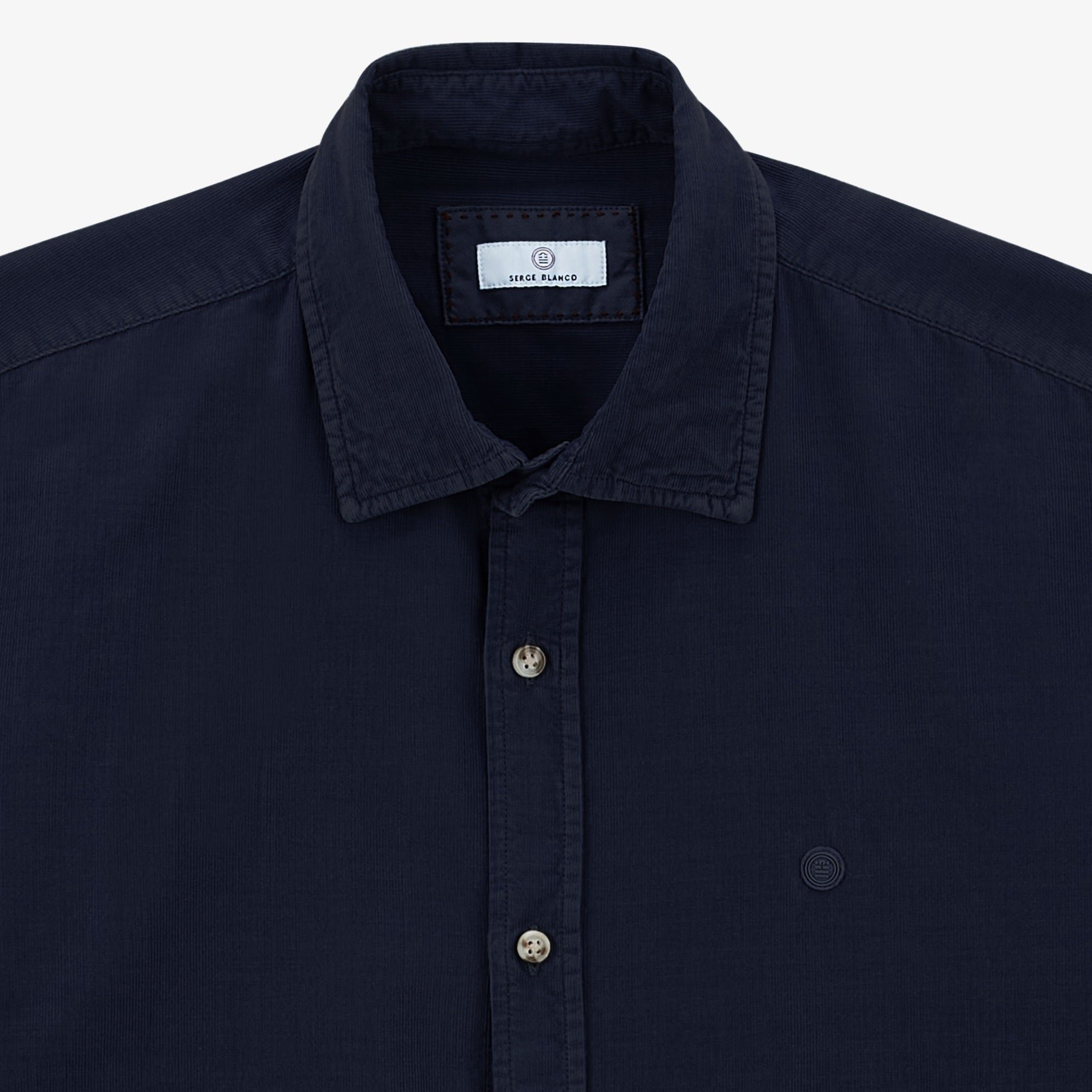 Chemise manches longues en velours unie SERGE BLANCO Bleu