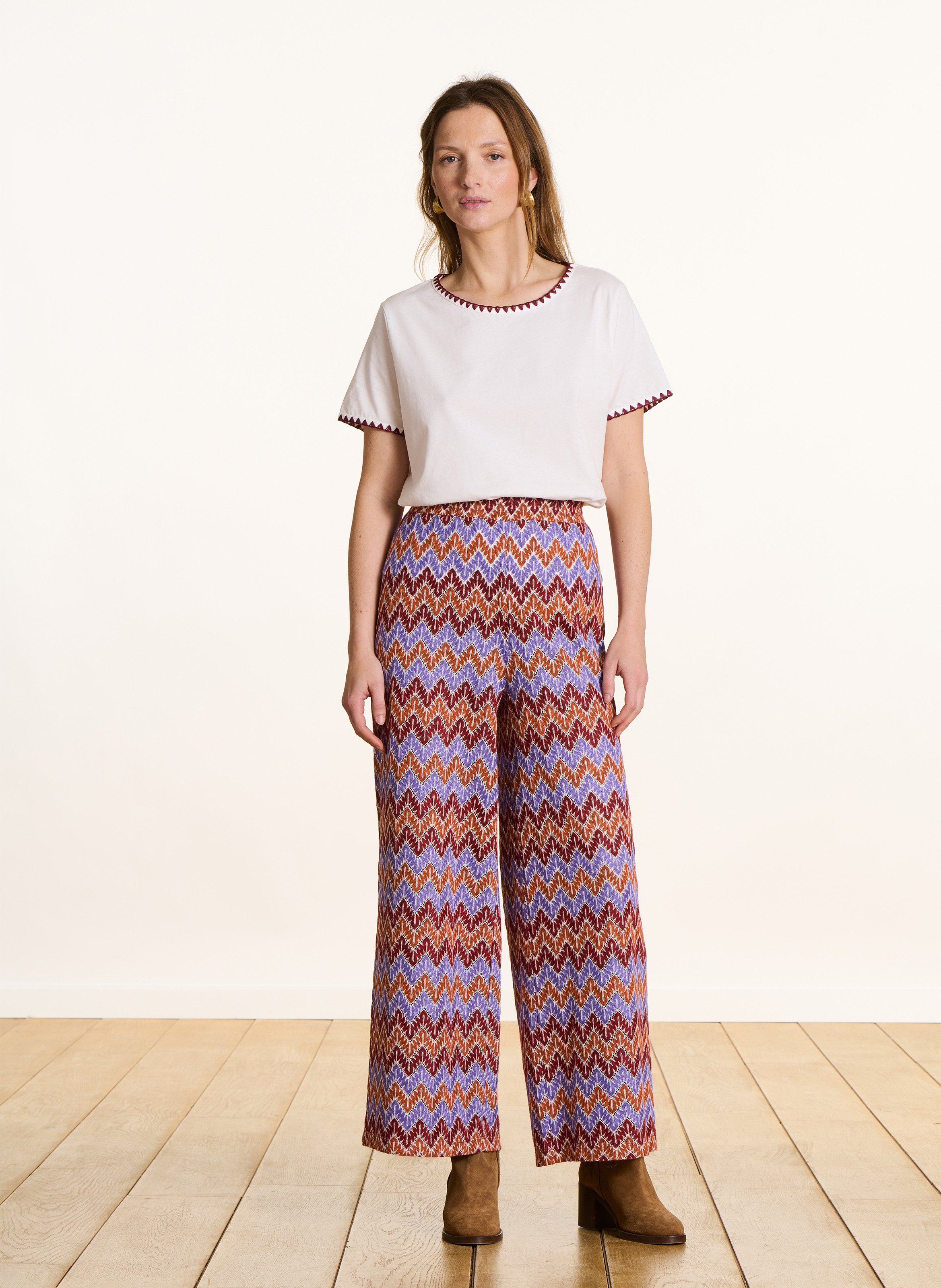 Tee-shirt oversize col rond en coton bio LA FEE MARABOUTEE Marron