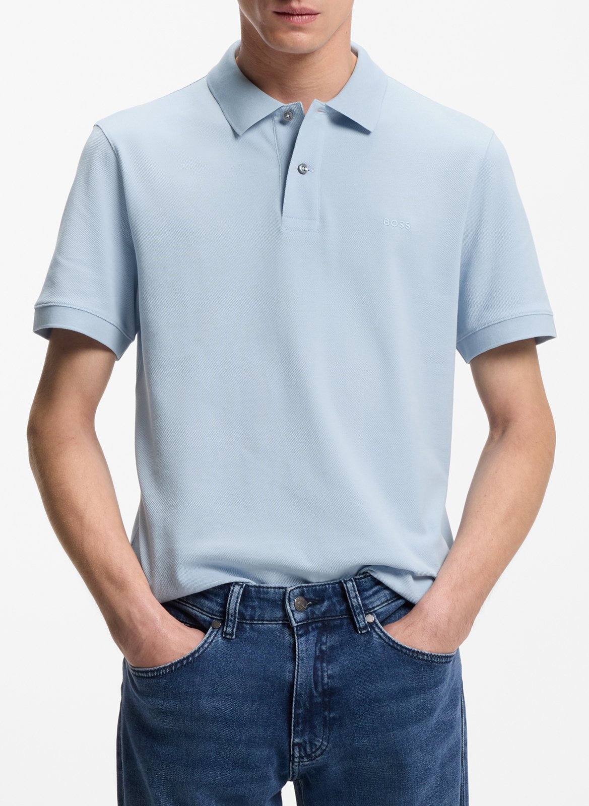 Short-sleeve solid color polo BOSS Blue