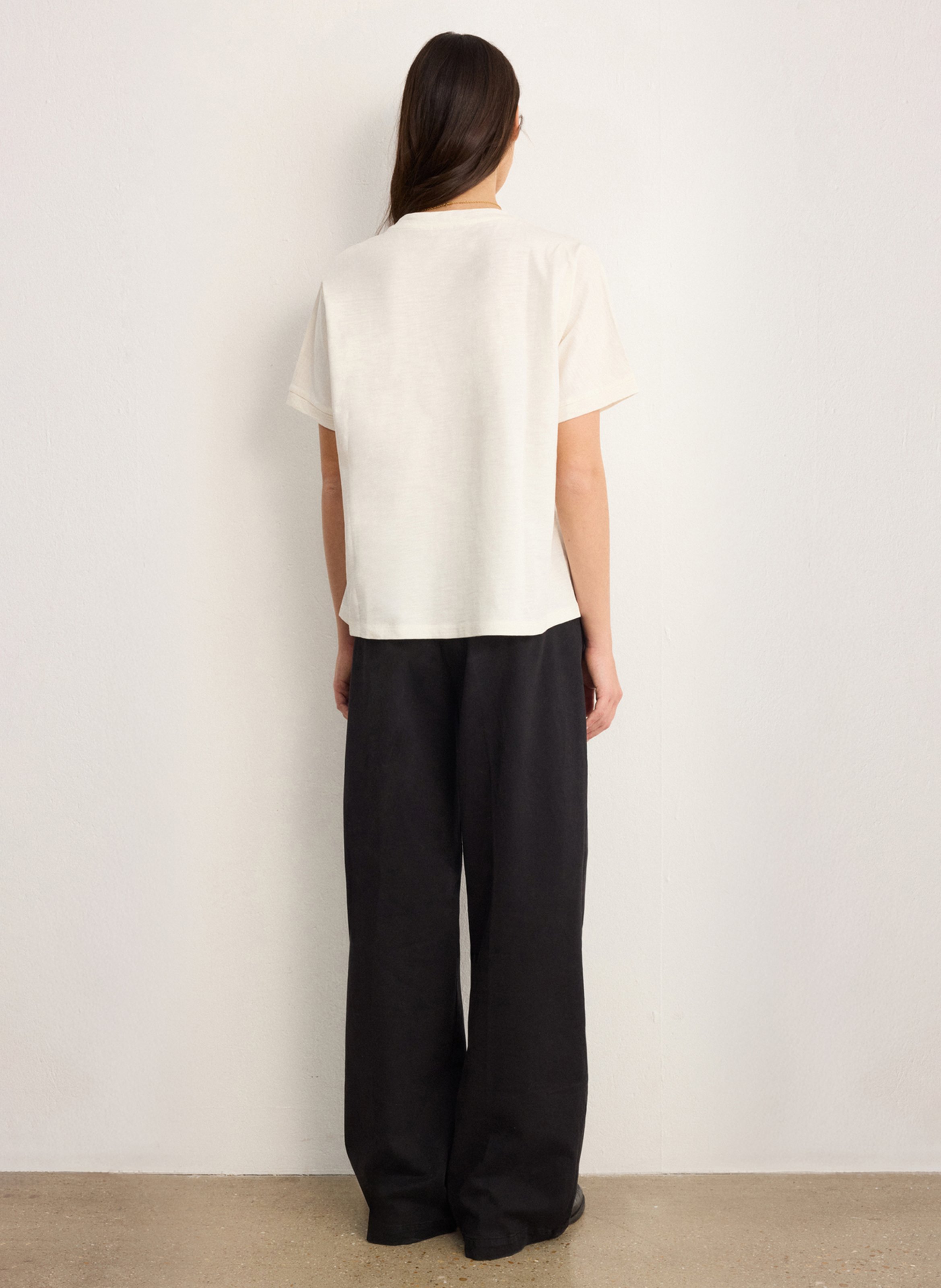 Tee-shirt droit col rond en coton mélangé imprimé PABLO Beige