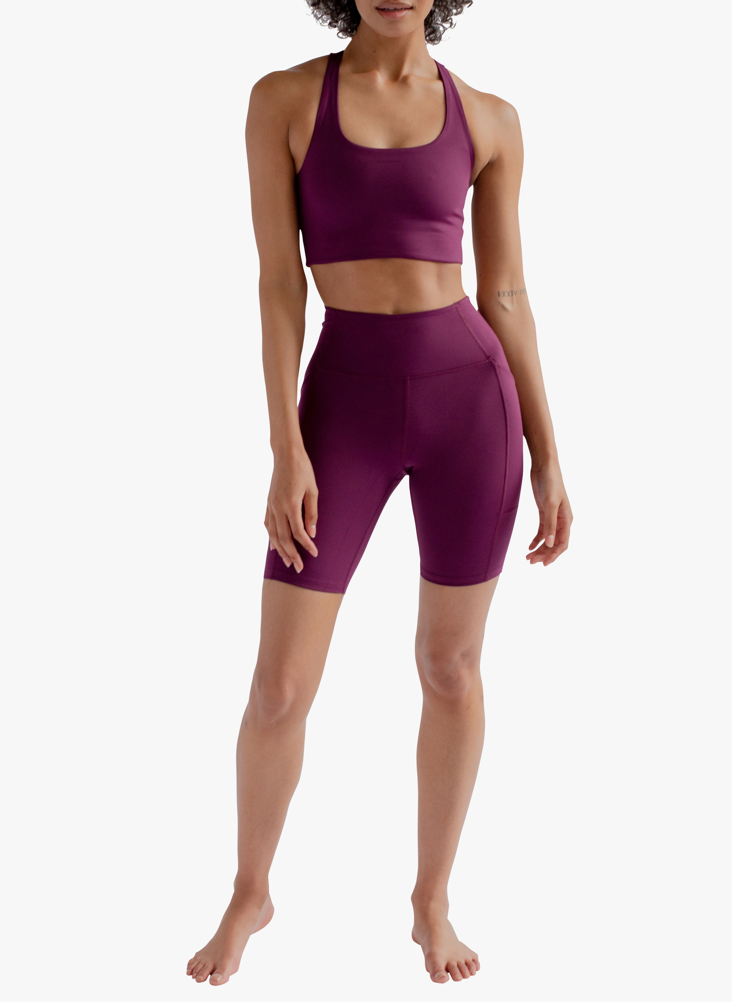 Reggiseno sportivo con spalline olimpioniche GIRLFRIEND COLLECTIVE Prugna