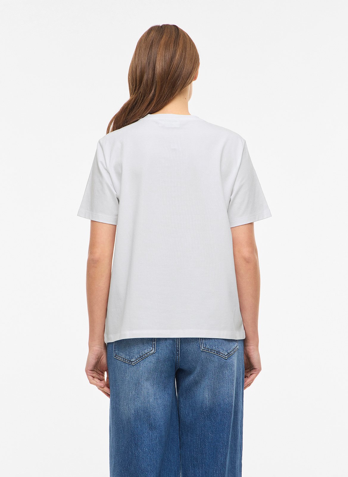 Gerade geschnittenes Rundhals-T-Shirt aus Bio-Baumwoll-Mix VILA Weiss