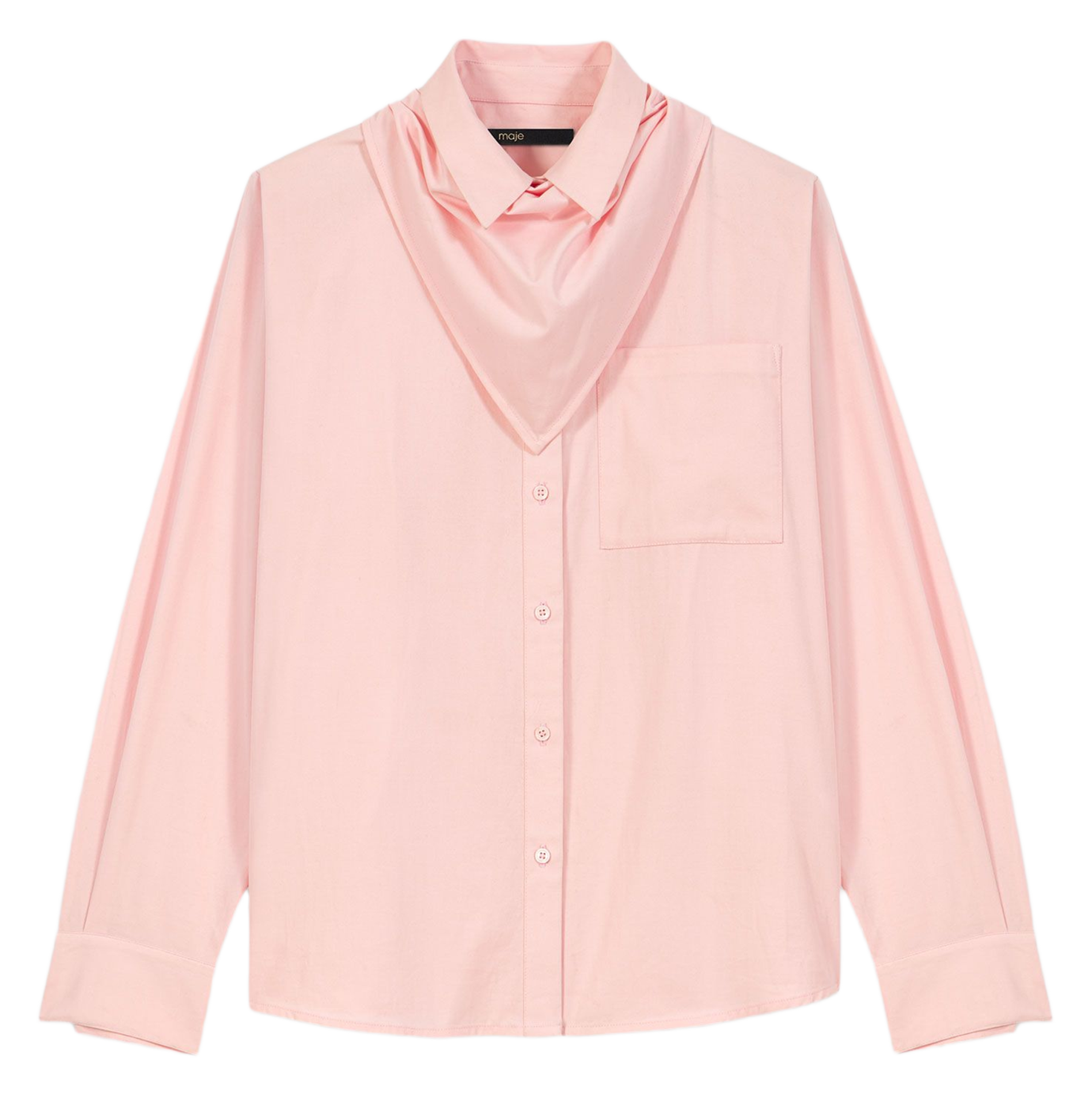 Oversized, katoenen blouse met klassieke kraag MAJE Roze