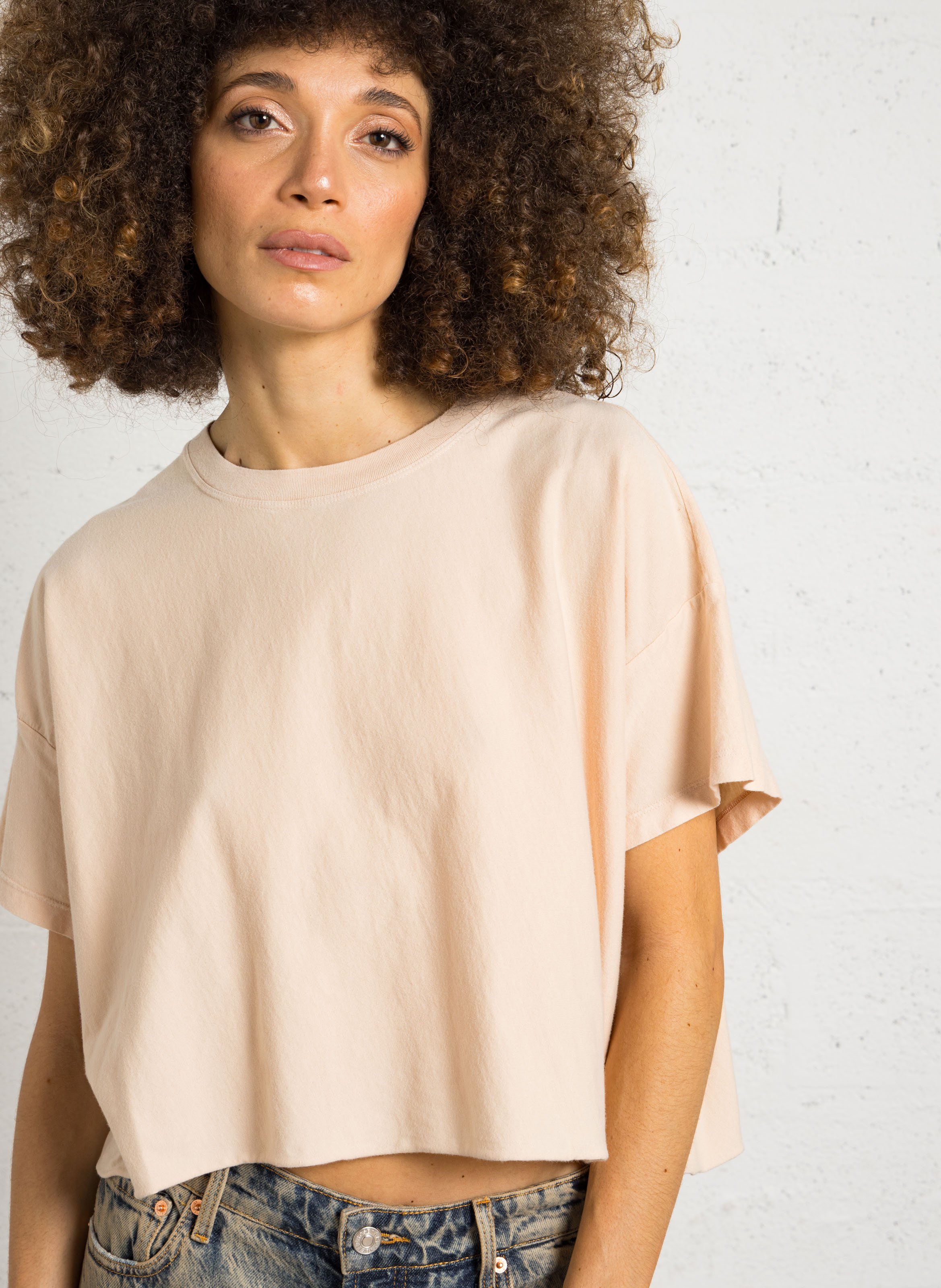 Short oversized plain cotton T-shirt BELLEROSE Beige