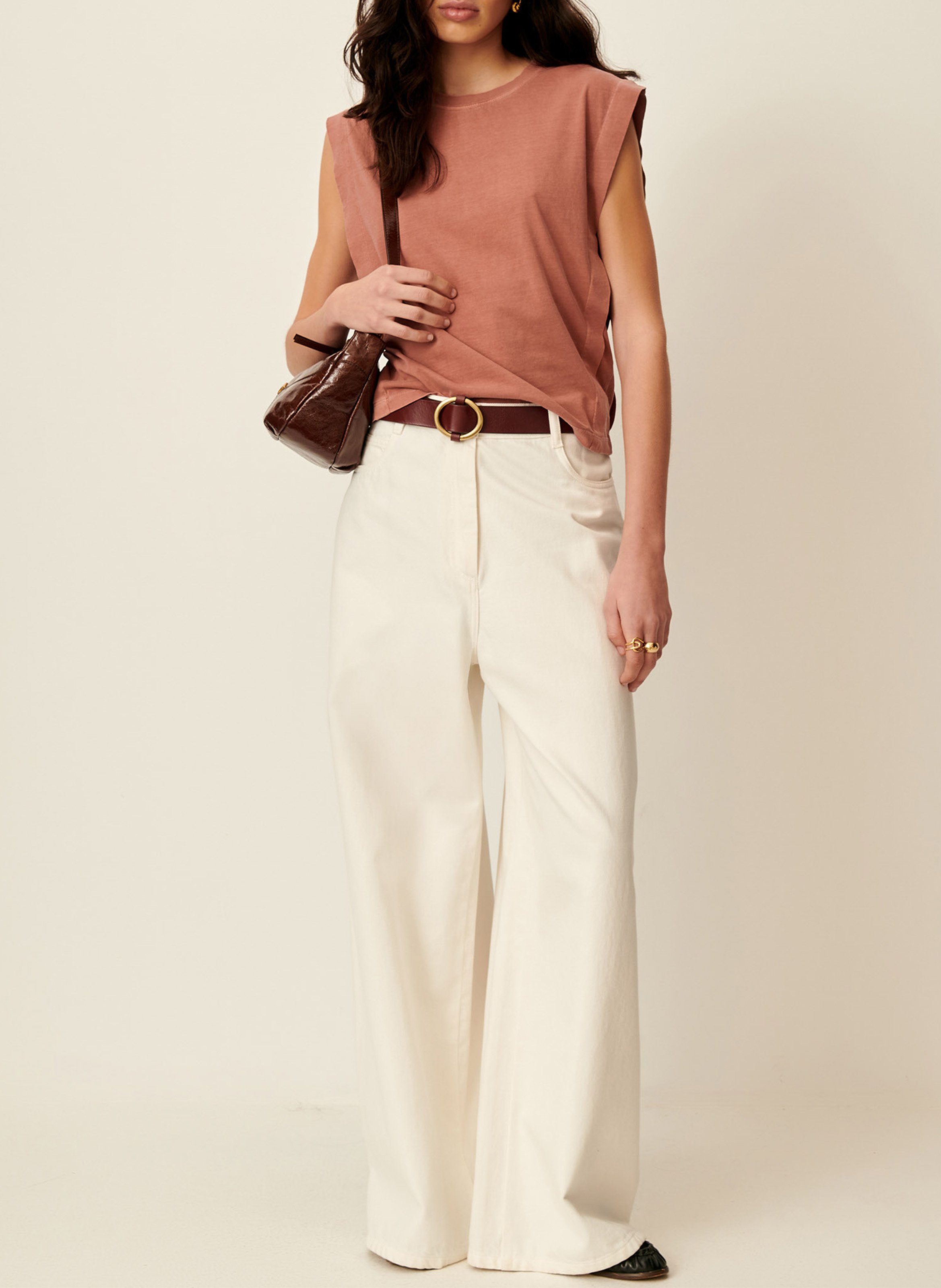 Tee-shirt col rond en coton SESSUN Marron