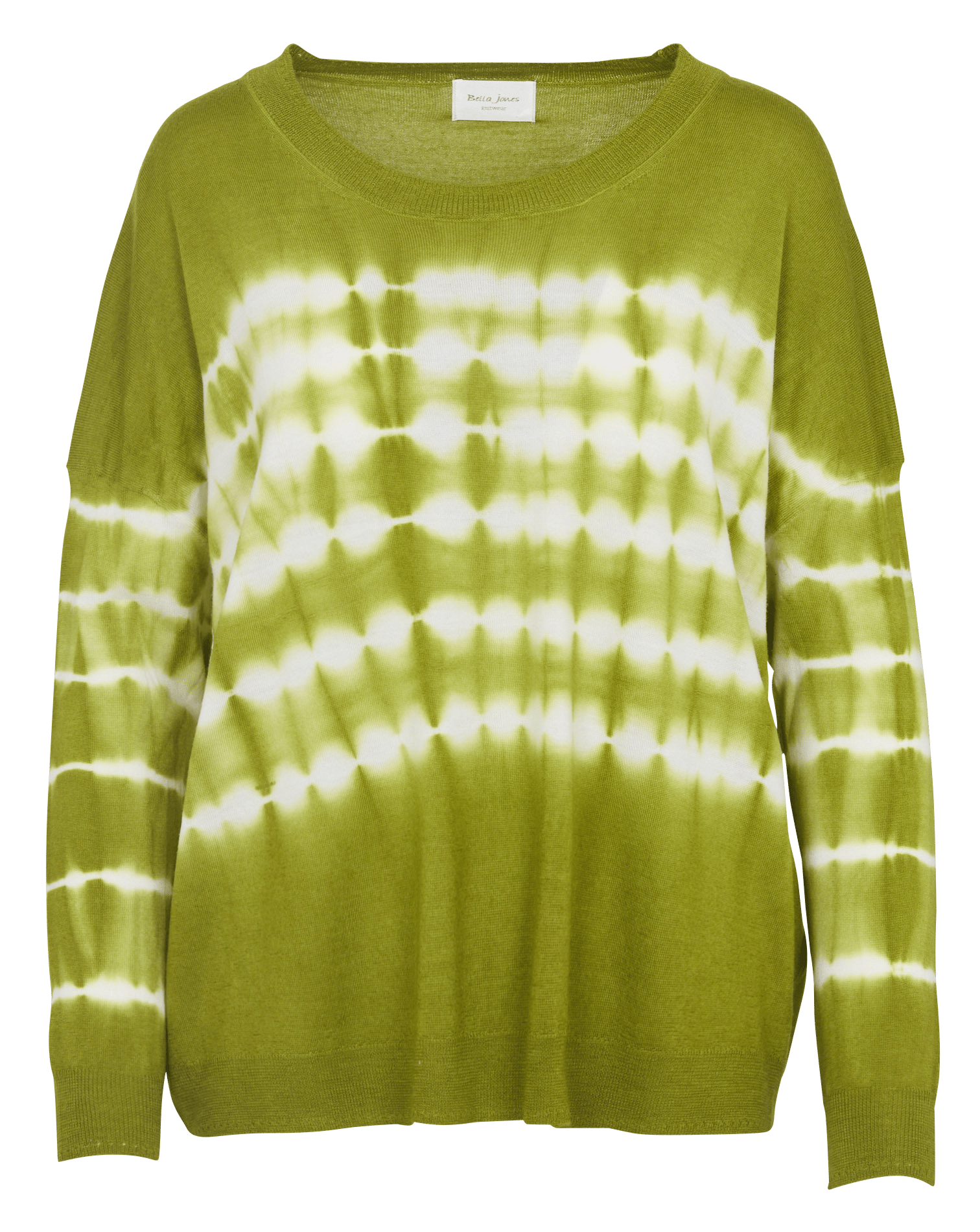 Pull ample col rond Tie&Dye en laine BELLA JONES Vert